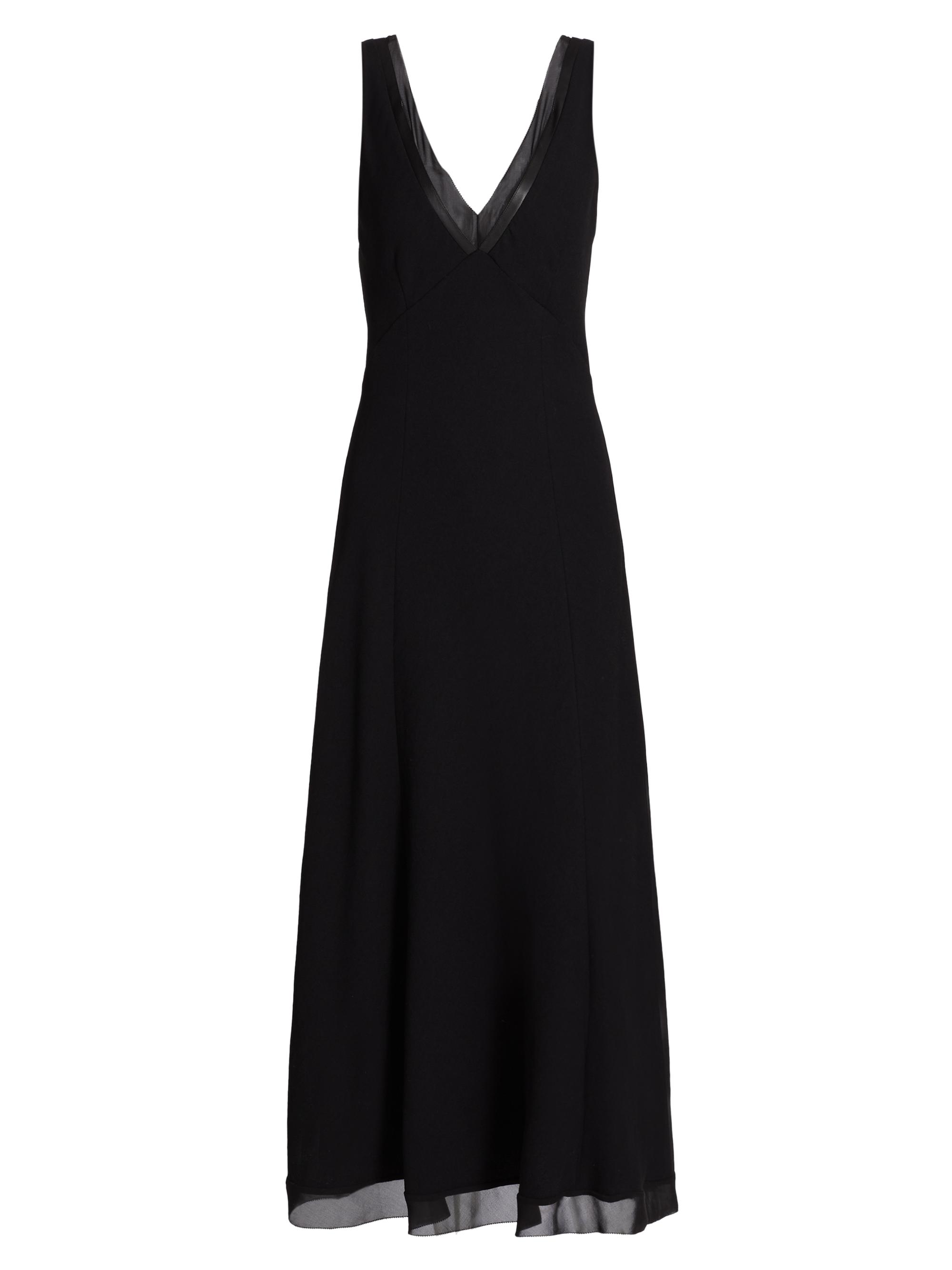 Vince Women's Chiffon Leather-Trim Slipdress - Black