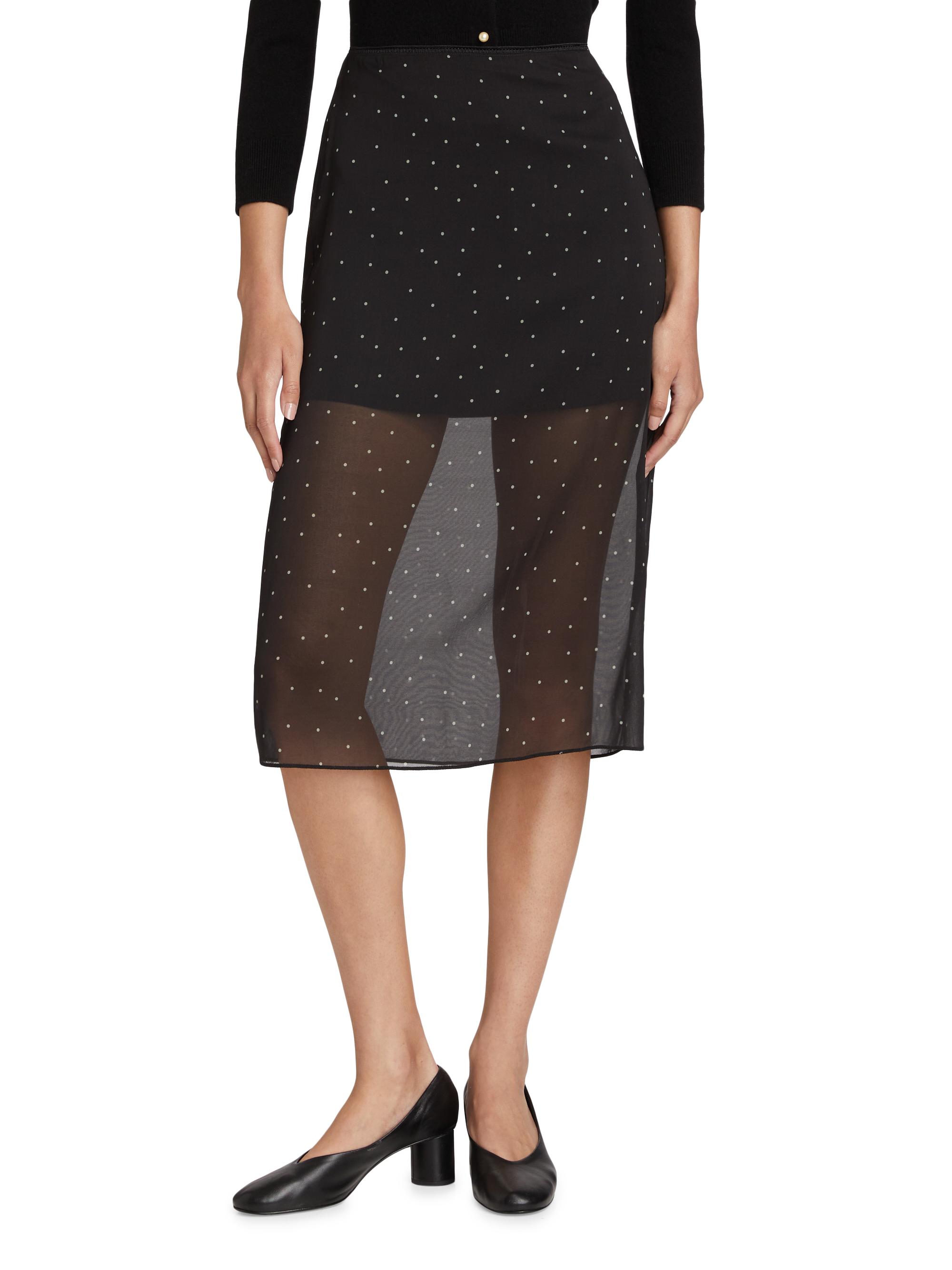 Vince Dot Sheer Silk-Blend Midi-Skirt | Saks Fifth Avenue