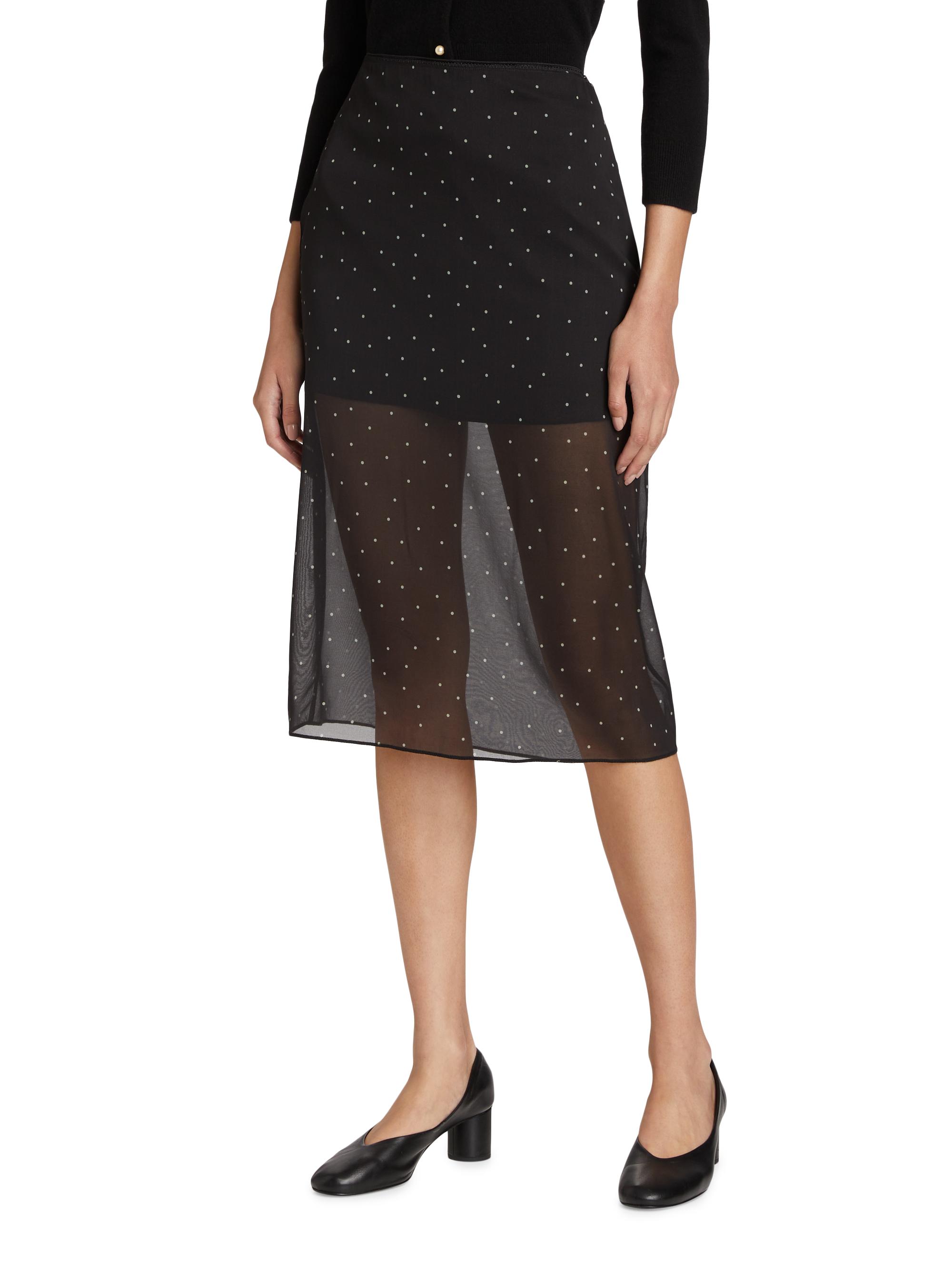 Vince Dot Sheer Silk-Blend Midi-Skirt | Saks Fifth Avenue
