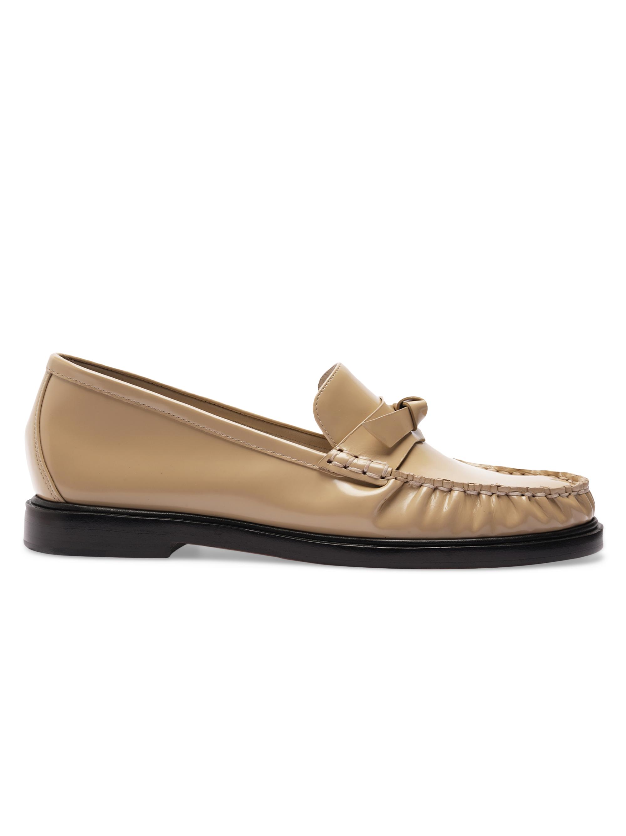 Alexandre Birman Women's Clarita Knot-Detailed Patent Leather Loafers - Semolina