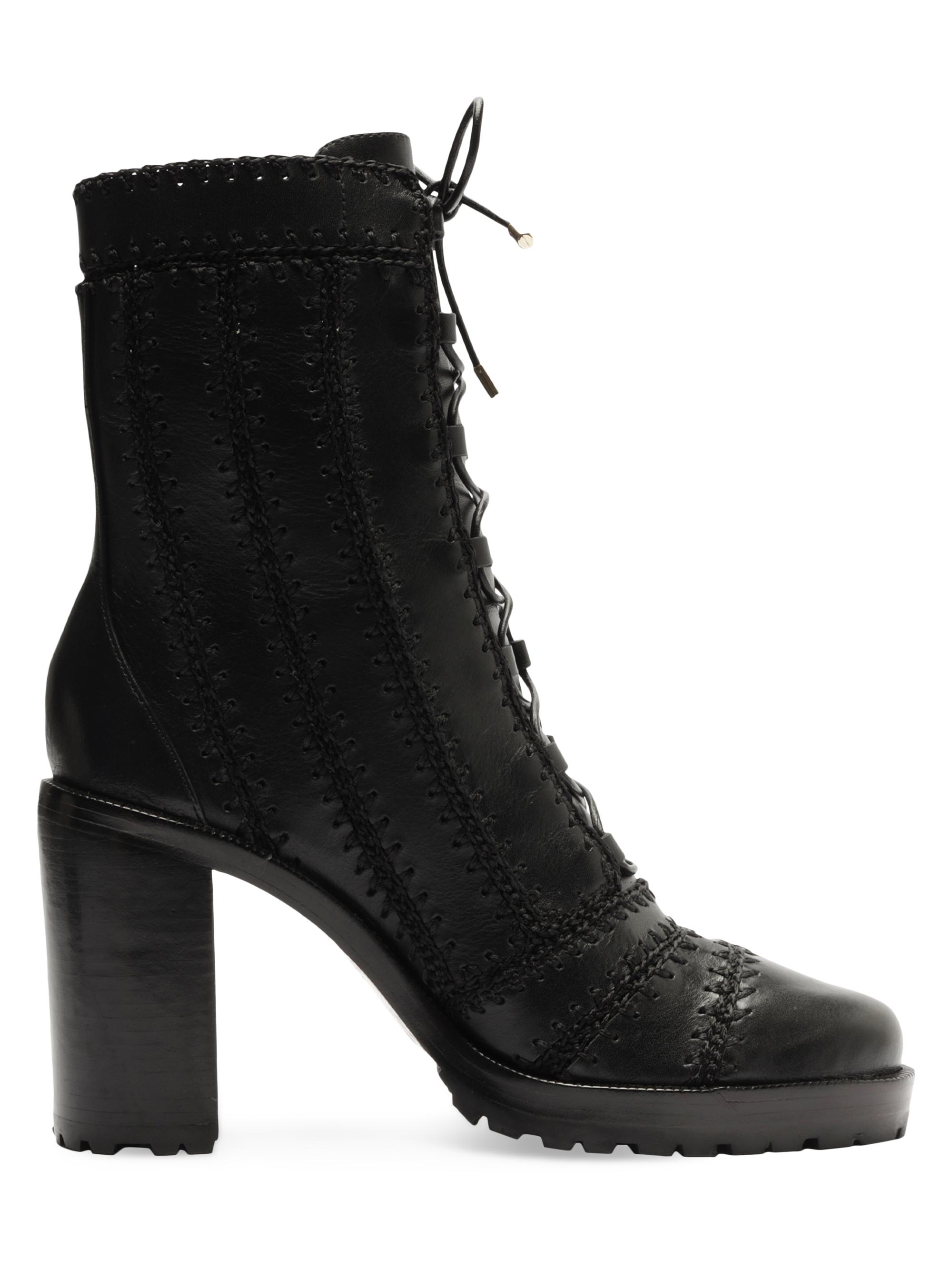 Alexandre Birman Women's Regina 90MM Crocheted Leather Combat Boots - Black