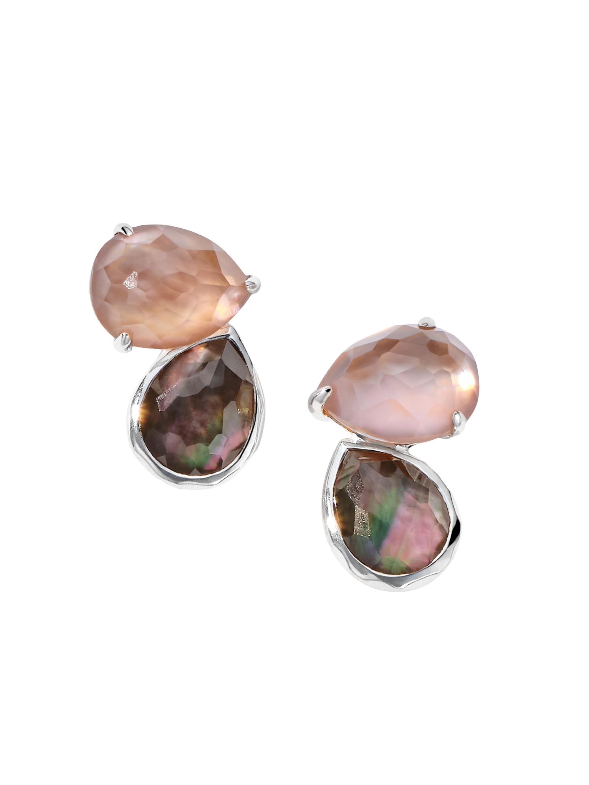Ippolita Women's Rock Candy Sterling Silver, Shell & Rock Crystal Stud Earrings - Brown Shell