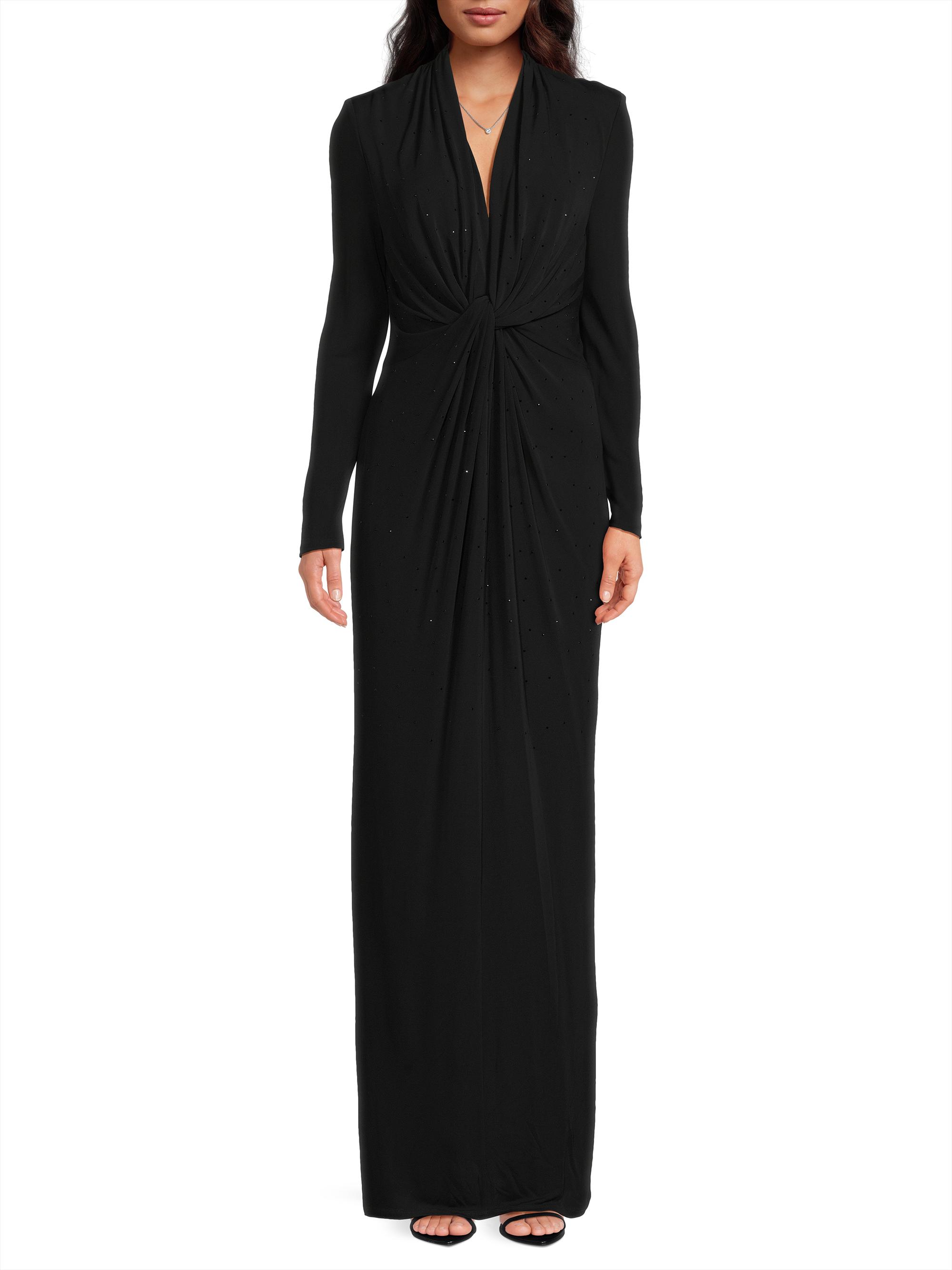 Ungaro Women's Gaya Twist-Front Long-Sleeve Maxi Dress - Black