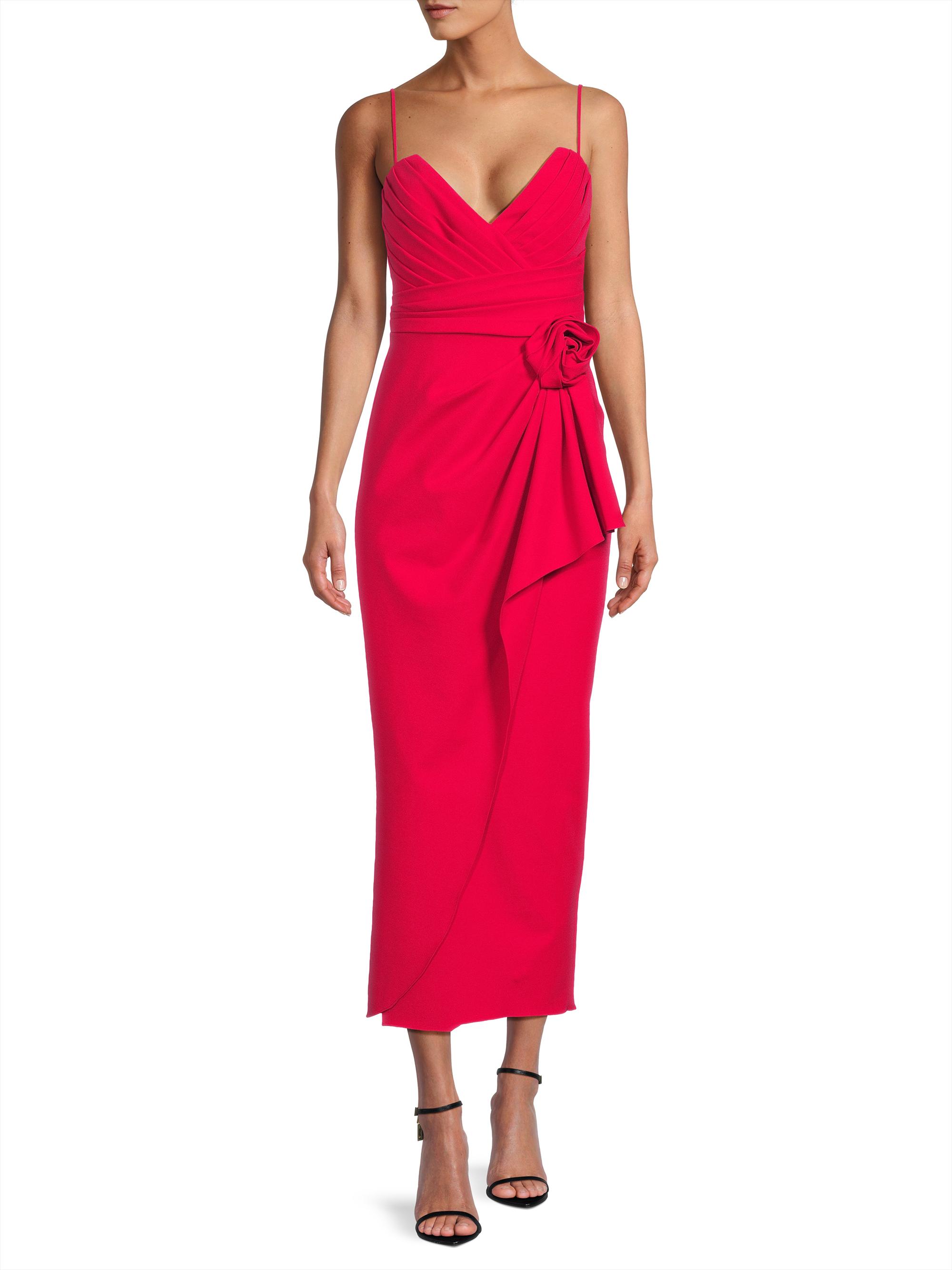 knee length dresses for ladies Plated Bodice With Braided Tie Detail One Sleeve Midi Dress – John Paul  Ataker main image 0