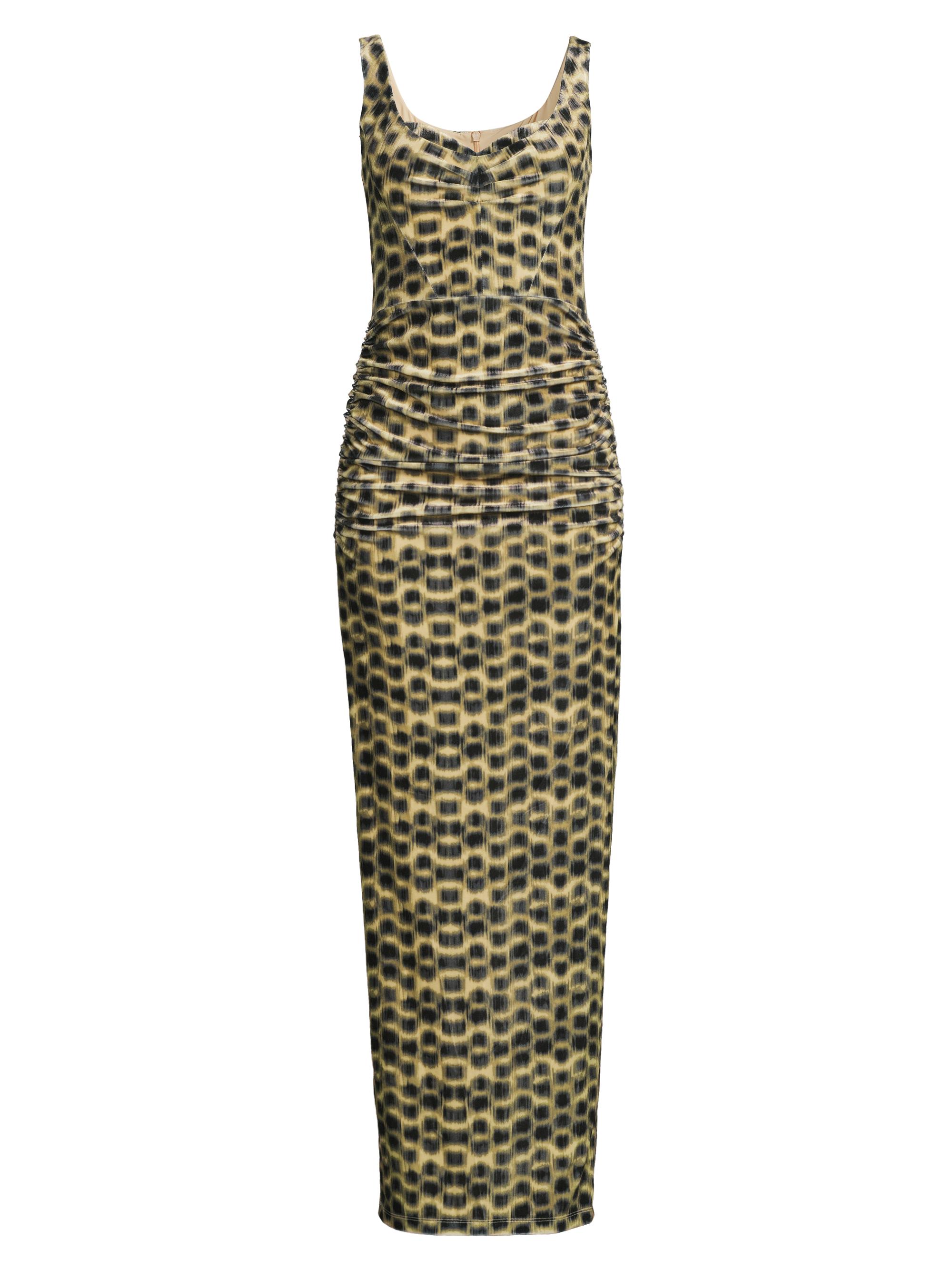 Black Halo Women's Wilder Printed Stretch-Velvet Sleeveless Gown - Roaring Spots