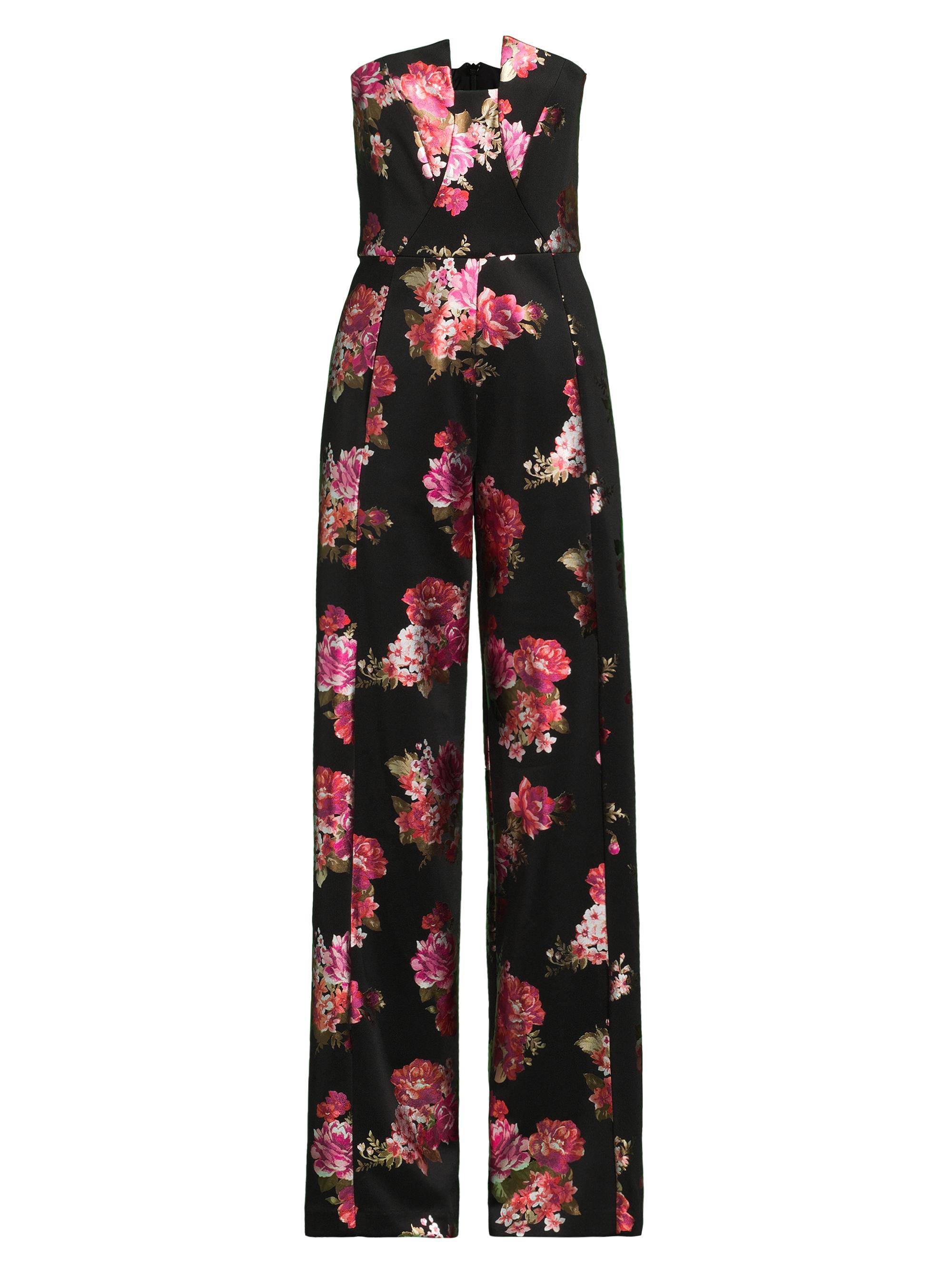 Black Halo Women's Lena Floral Strapless Jumpsuit - Brilliant Roselle