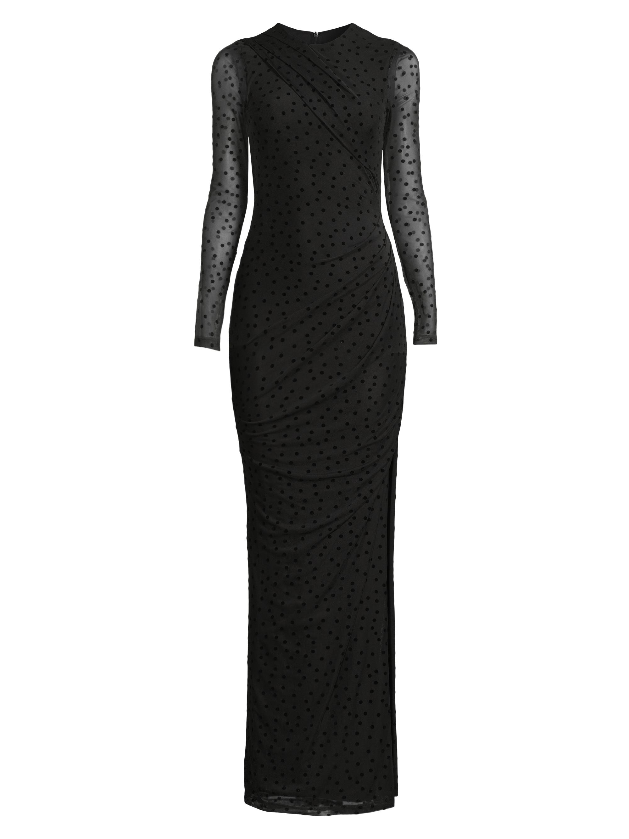 Black Halo Women's Marika Polka-Dot Mesh Maxi Dress - Dashing Dots