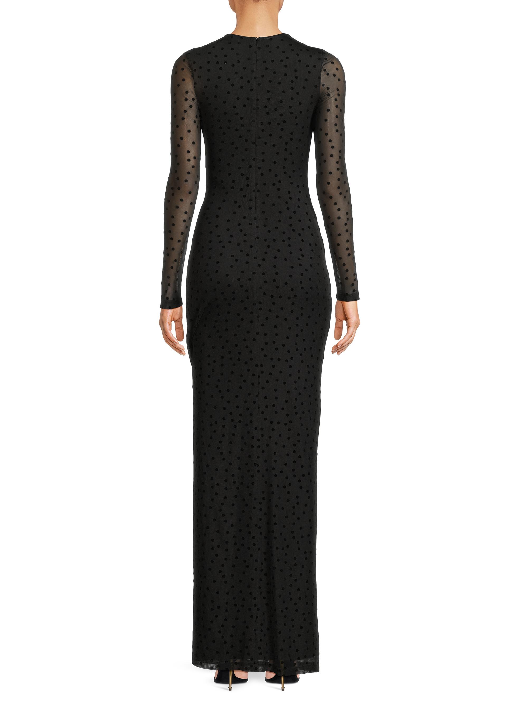 Black Halo Marika Polka-Dot Mesh Maxi Dress | Saks Fifth Avenue