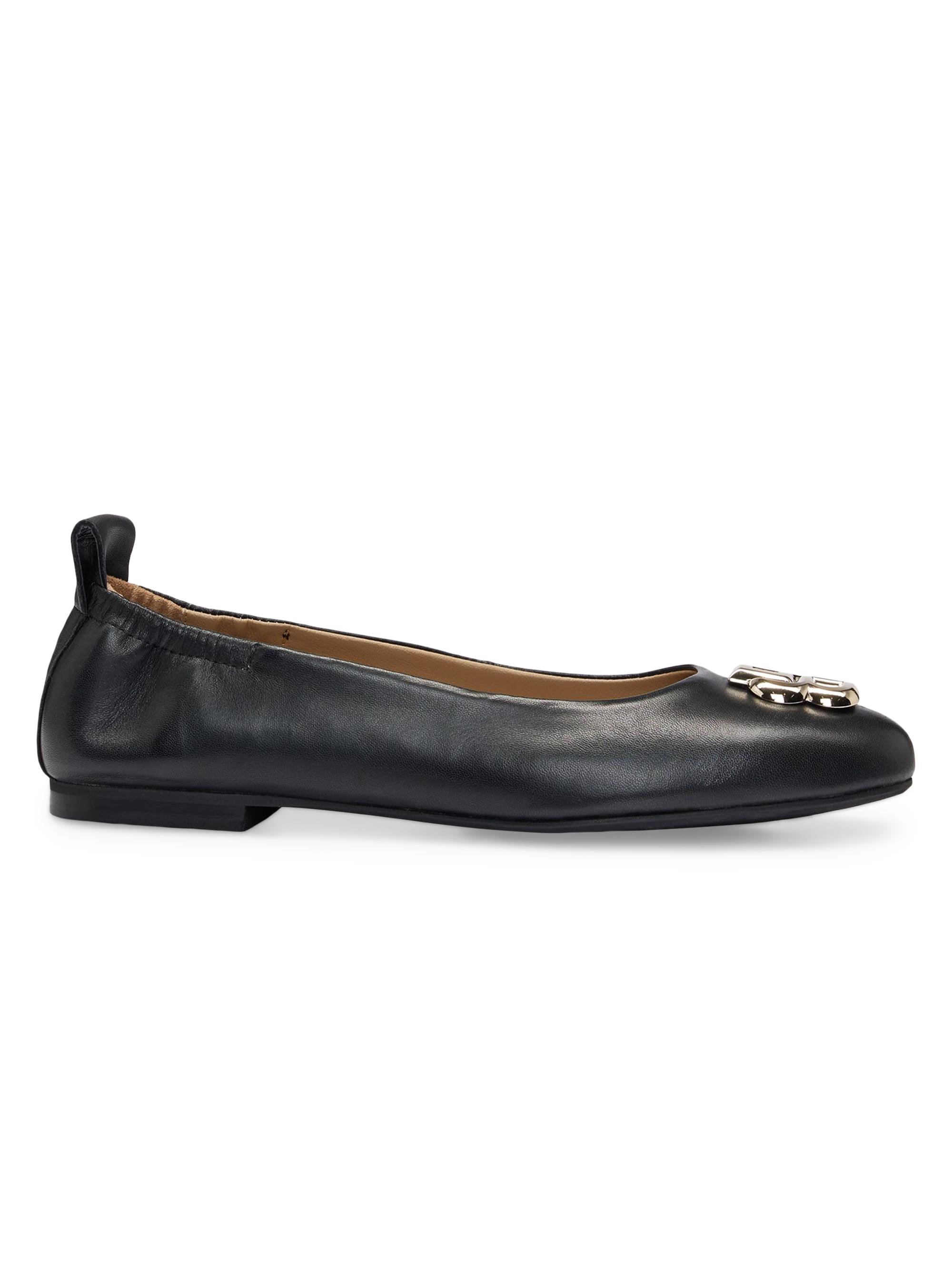BOSS Women's Ballerina Pumps with Double B Monogram Hardware - Black