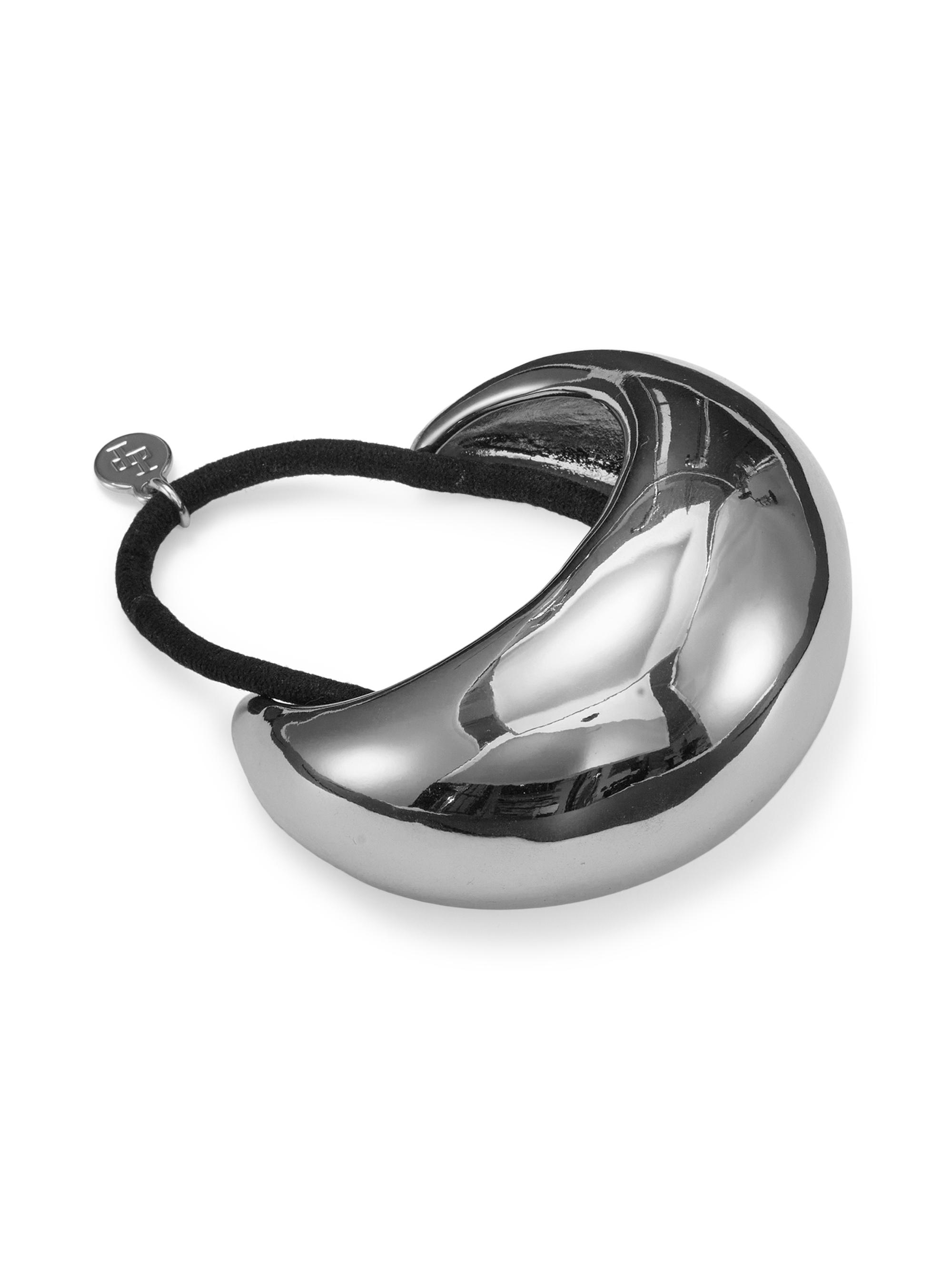 Lelet NY Women's Polished Dome Pony Hair Elastic - Rhodium