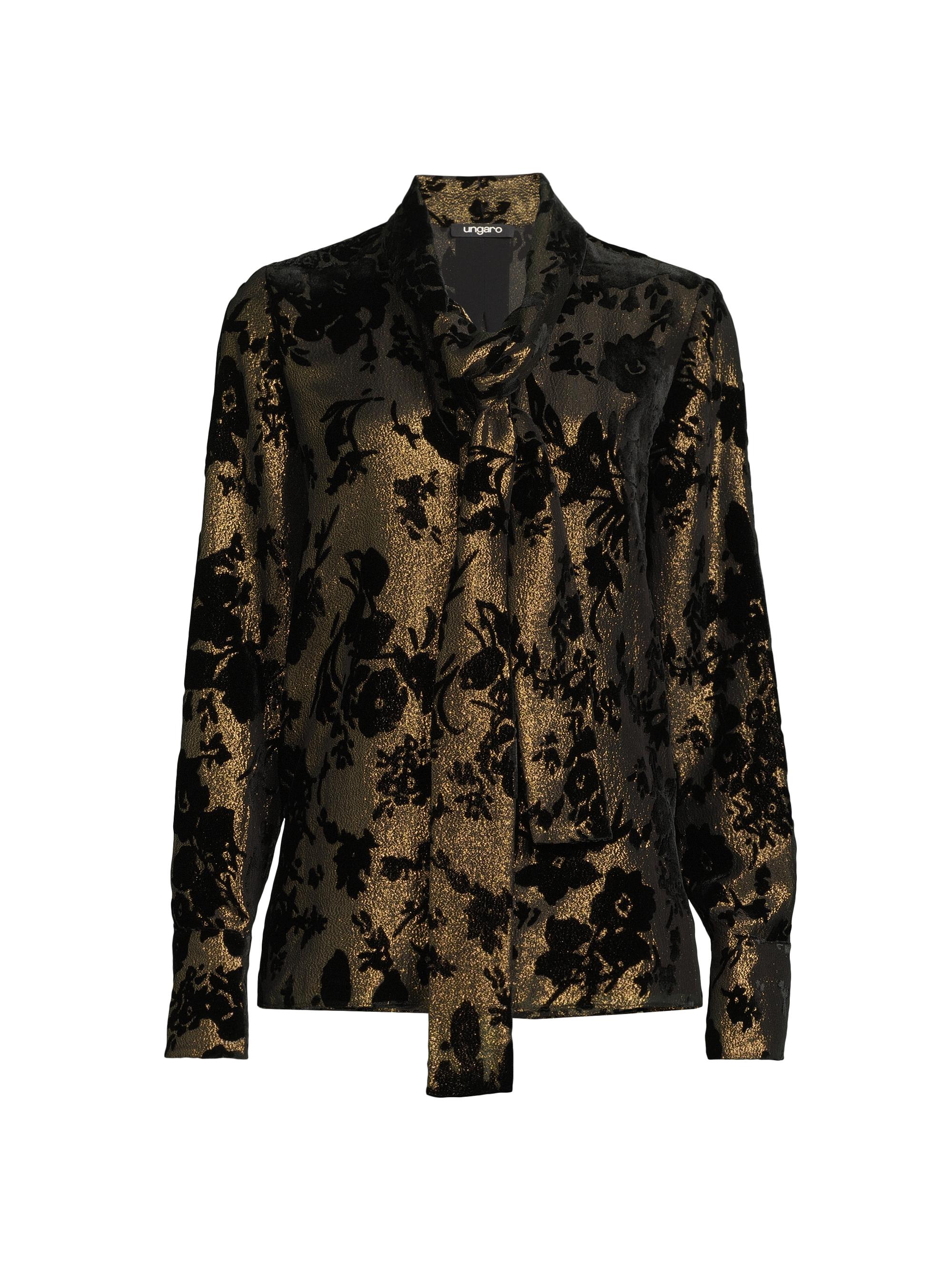 Ungaro Women's Adina Metallic Floral Blouse - Black Gold
