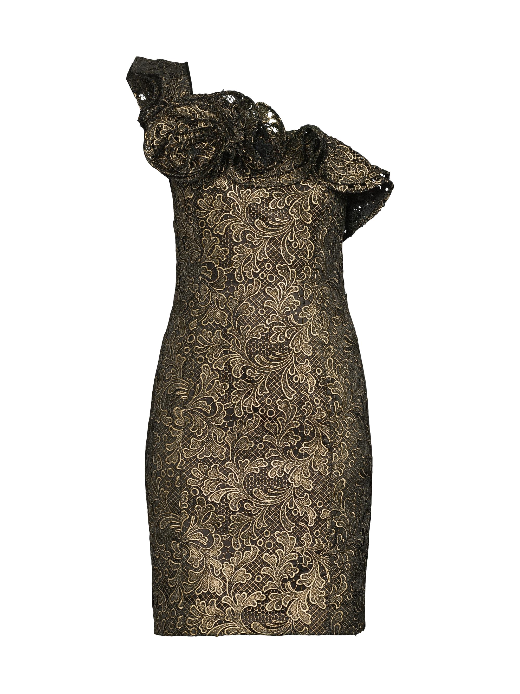 Ungaro Women's Taja Metallic Lace One-Shoulder Minidress - Black Gold