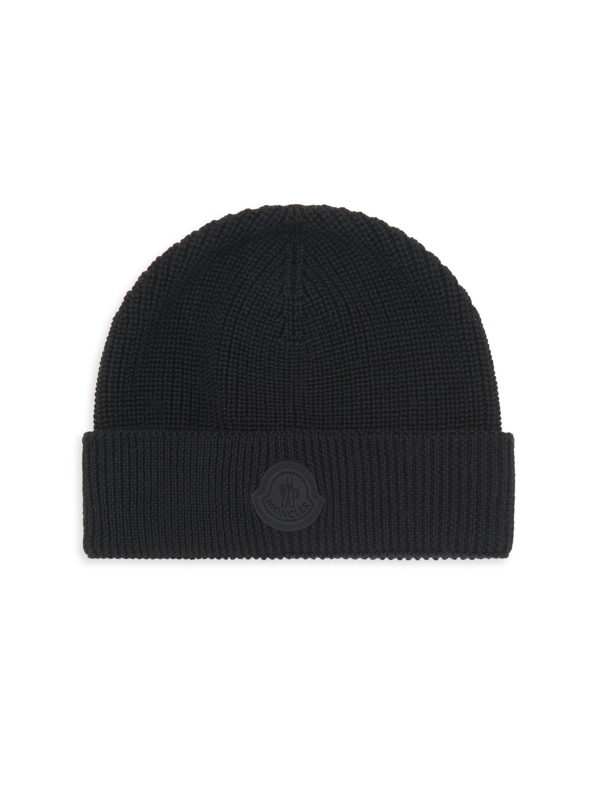 Moncler Women's Wool Ribbed Knit Logo Patch Beanie - Beige
