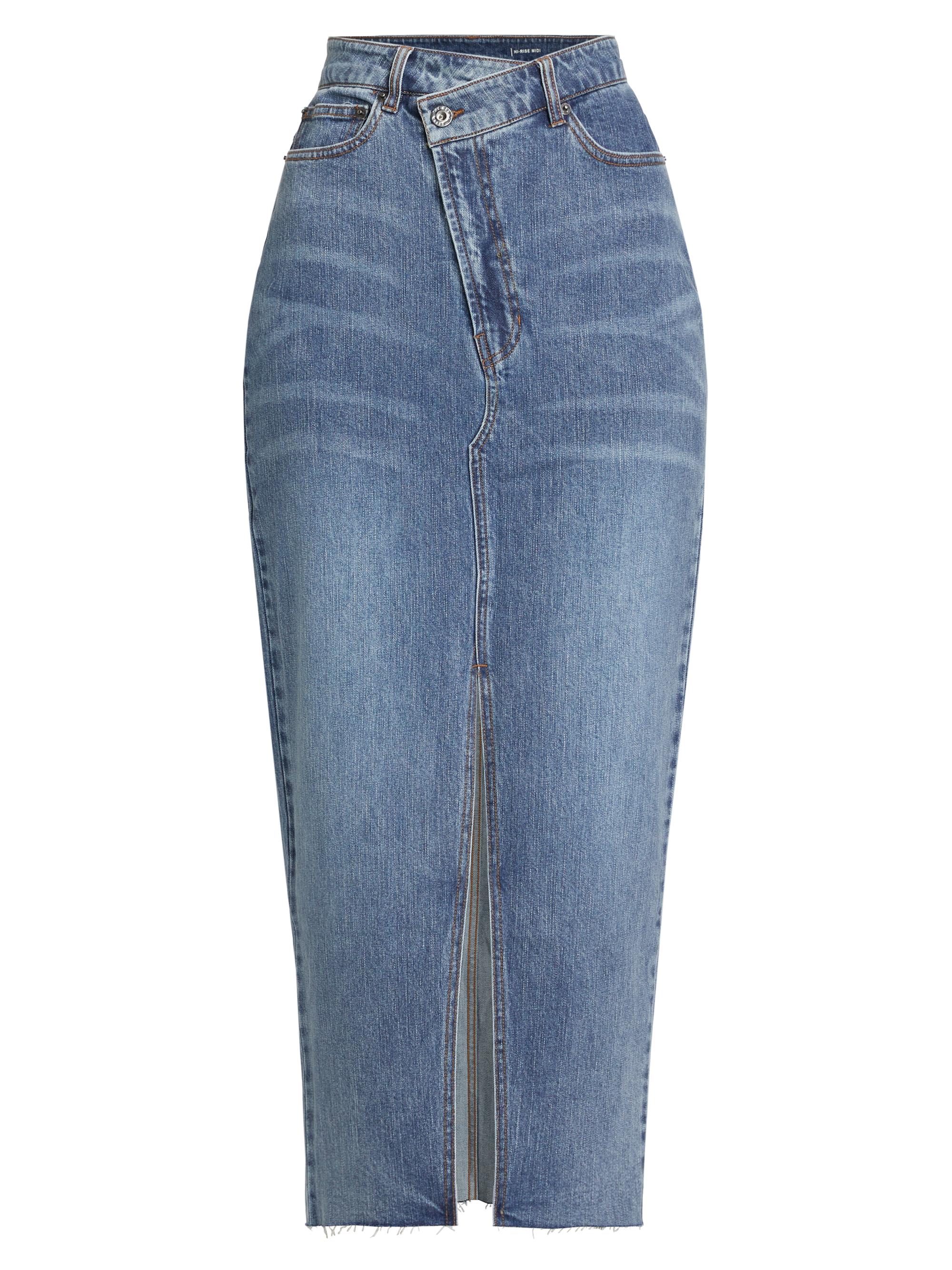 The Normal Brand Women's Denim Raw-Cut Midi-Skirt - Medium Wash