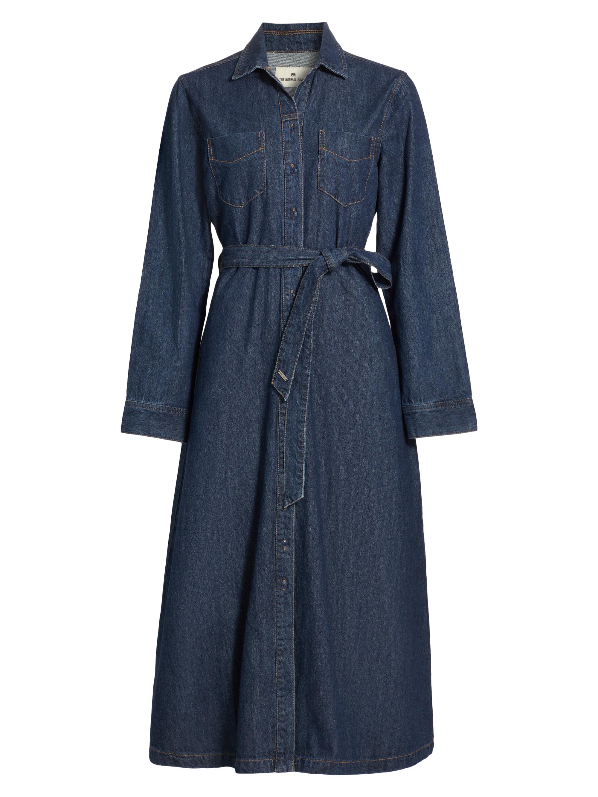 The Normal Brand Women's Denim Long-Sleeve Midi-Shirtdress - Dark Wash