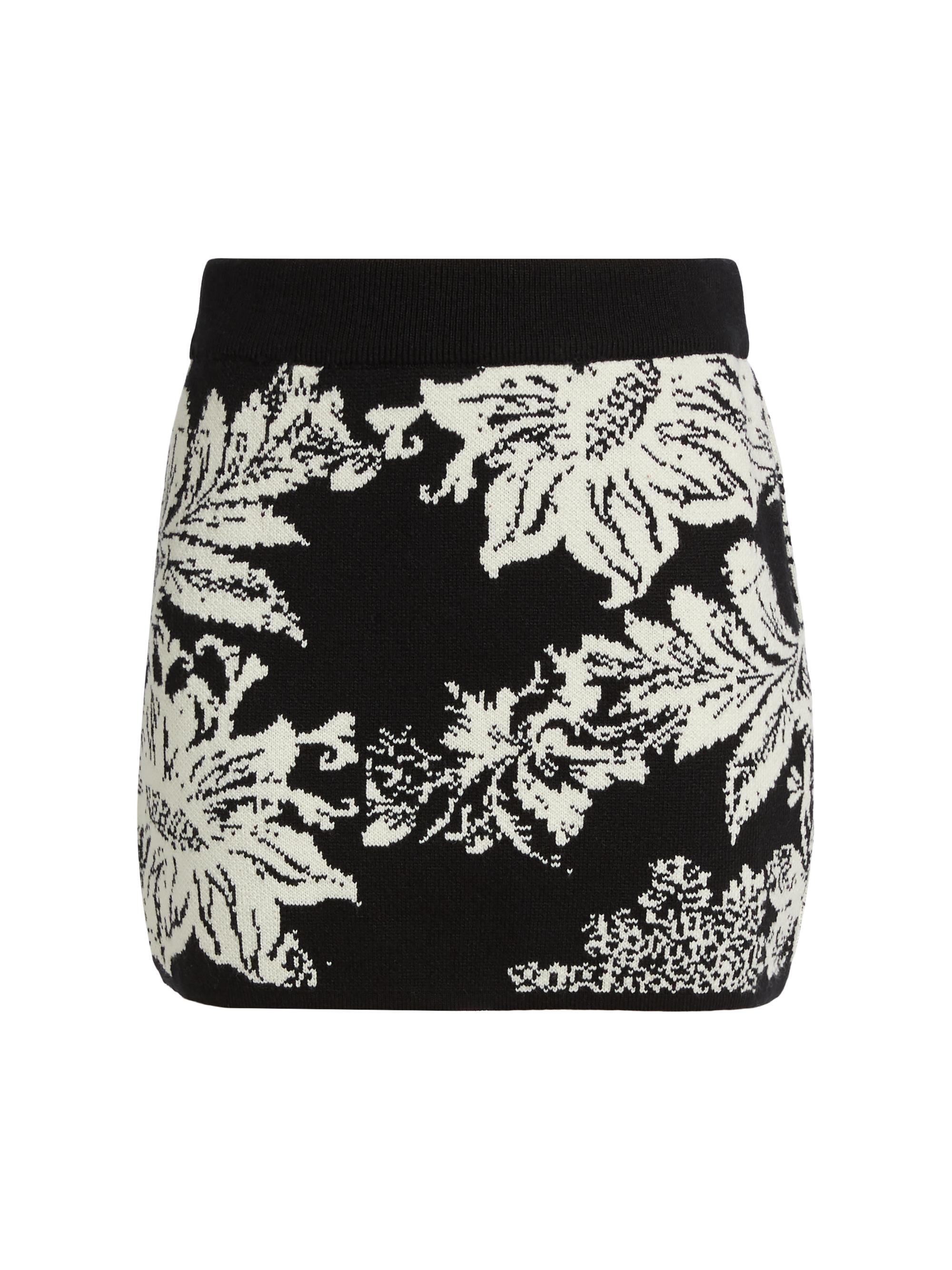 Hemant & Nandita Women's Dea Floral Knit Miniskirt - Black White