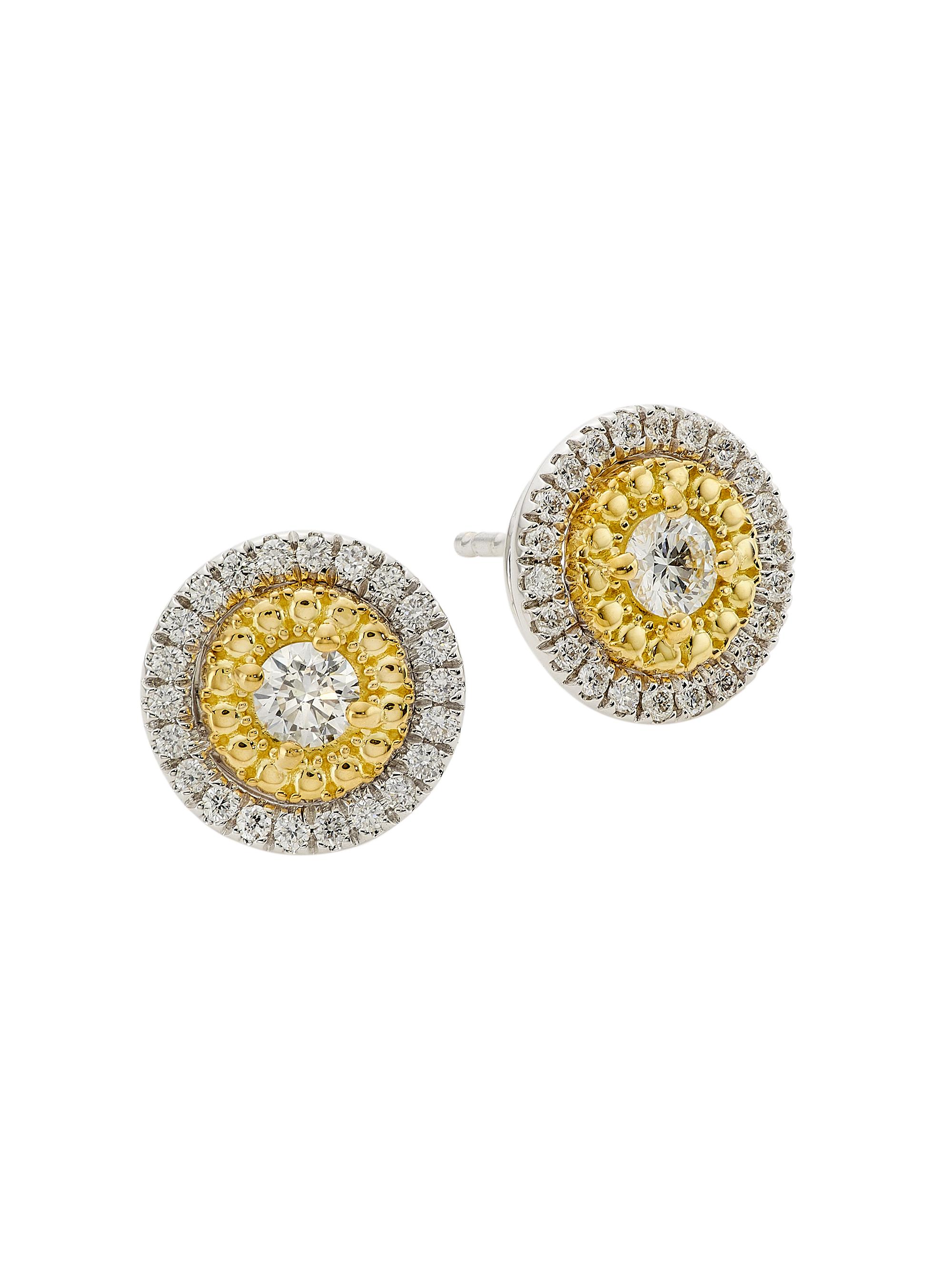 Roberto Coin Women's Siena Two-Tone 18K Gold & 0.69 TCW Diamond Dot Stud Earrings - White