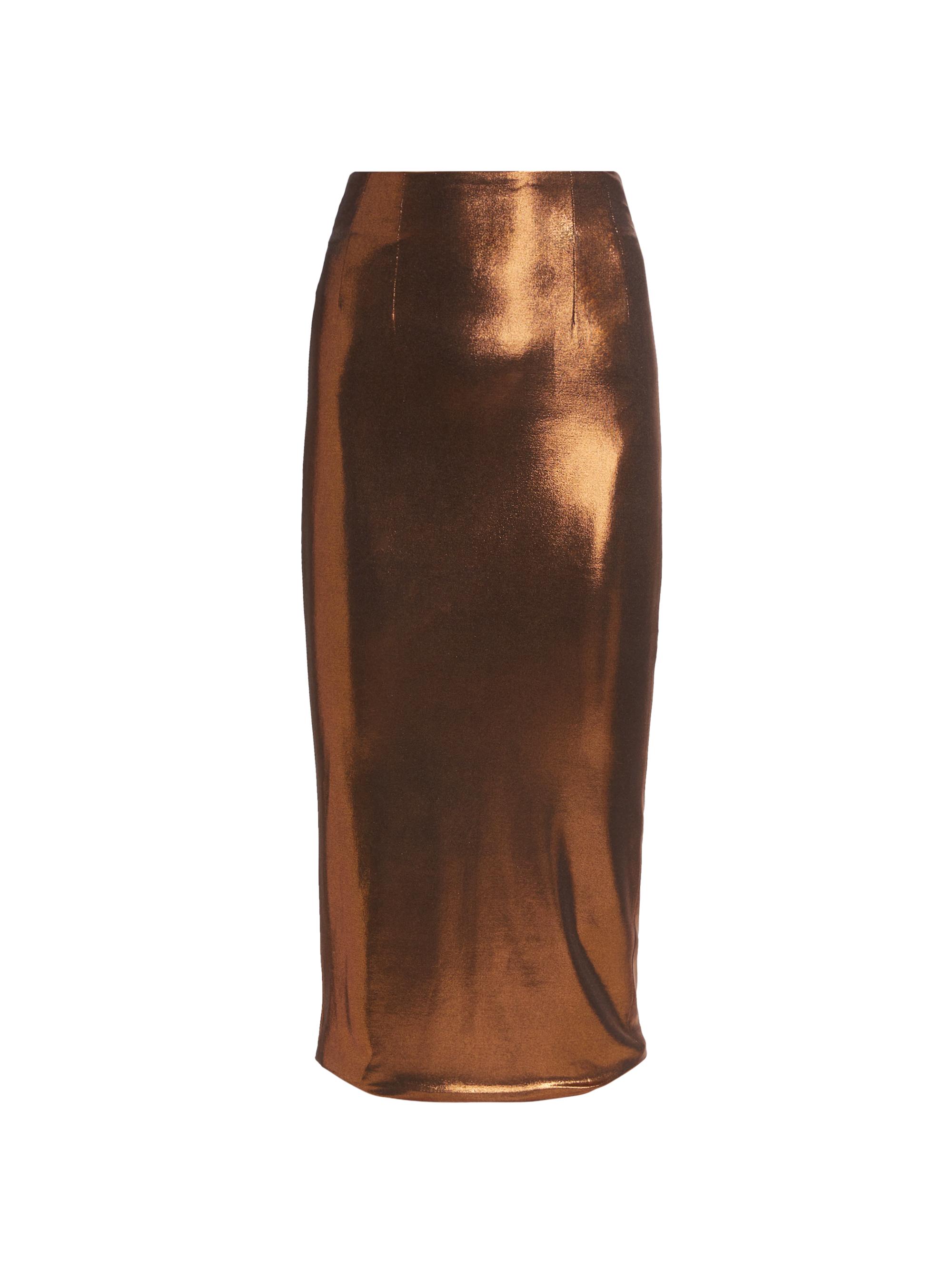 LaQuan Smith Women's Metallic Midi Pencil Skirt - Copper