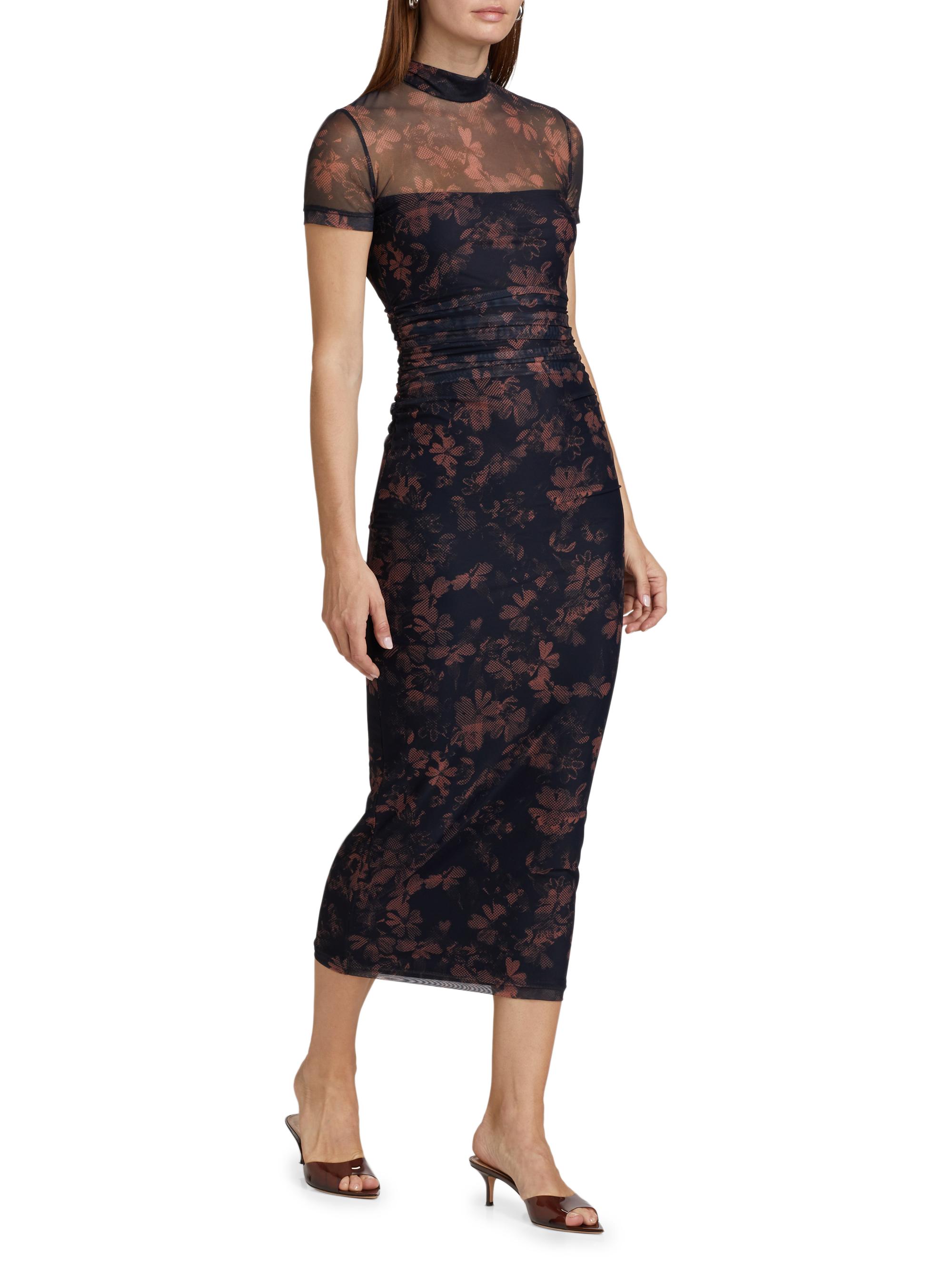 Amanda Uprichard Dominique Floral Illusion Body-Con Midi-Dress | Saks Fifth  Avenue