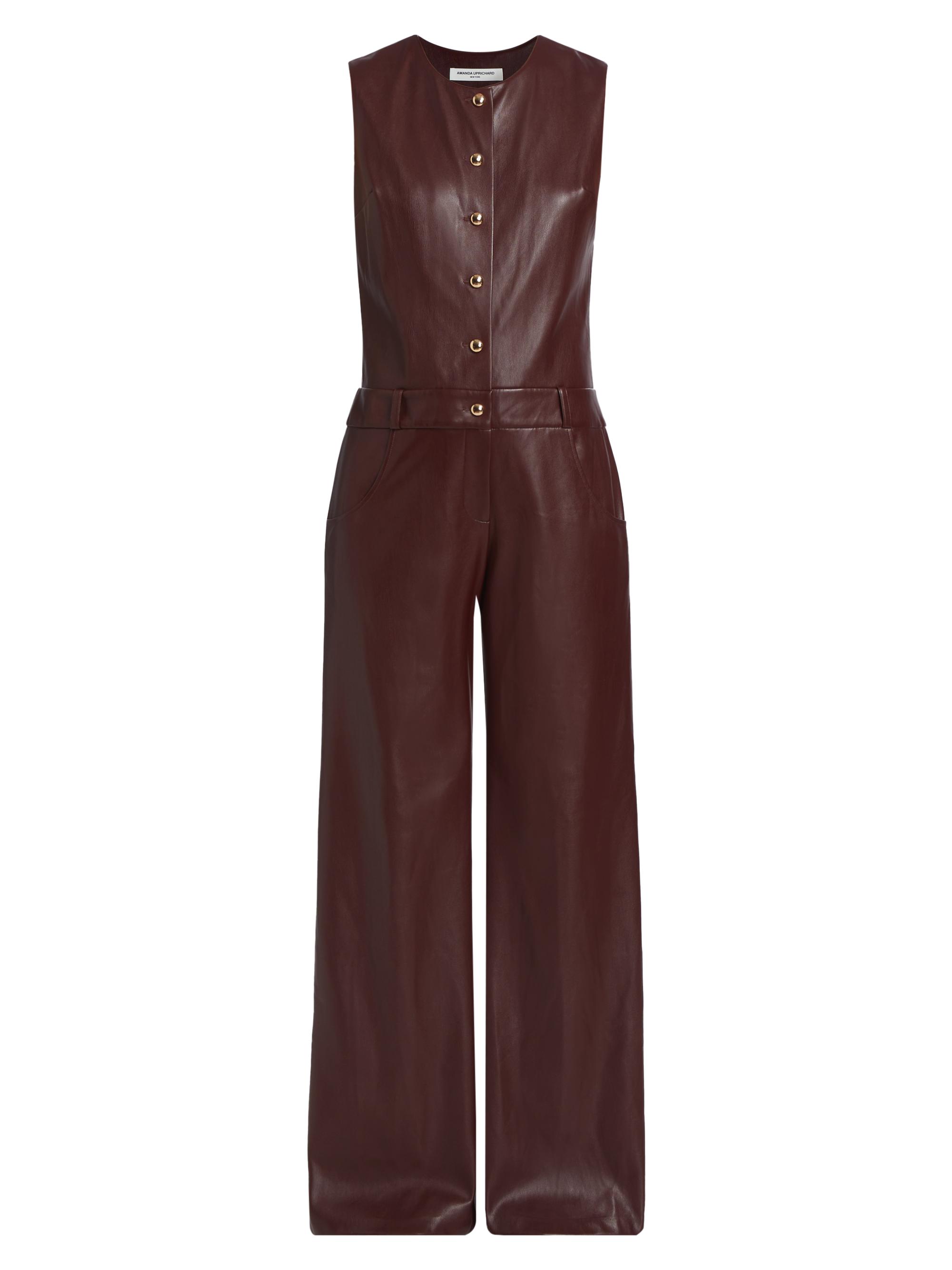 Amanda Uprichard Women's Tori Faux Leather Jumpsuit - Russet