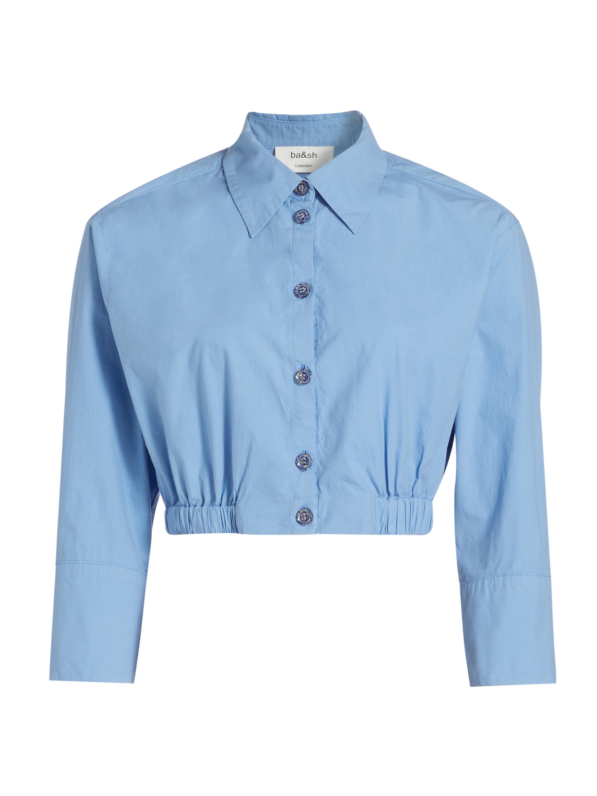 ba & sh Women's April Poplin Crop Shirt - Bleu