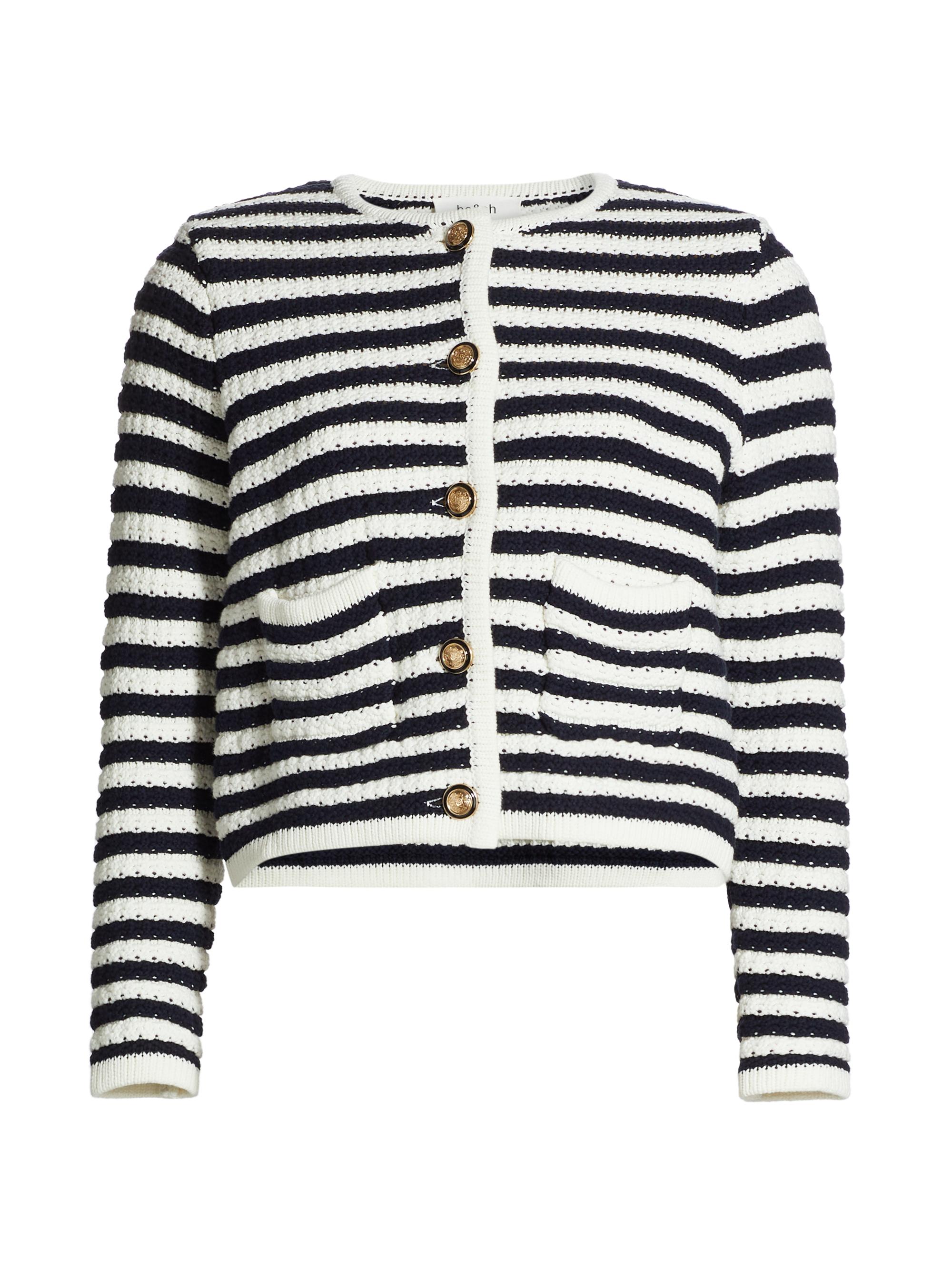 ba & sh Women's Gaspard Striped Knit Crewneck Cardigan - Ecru