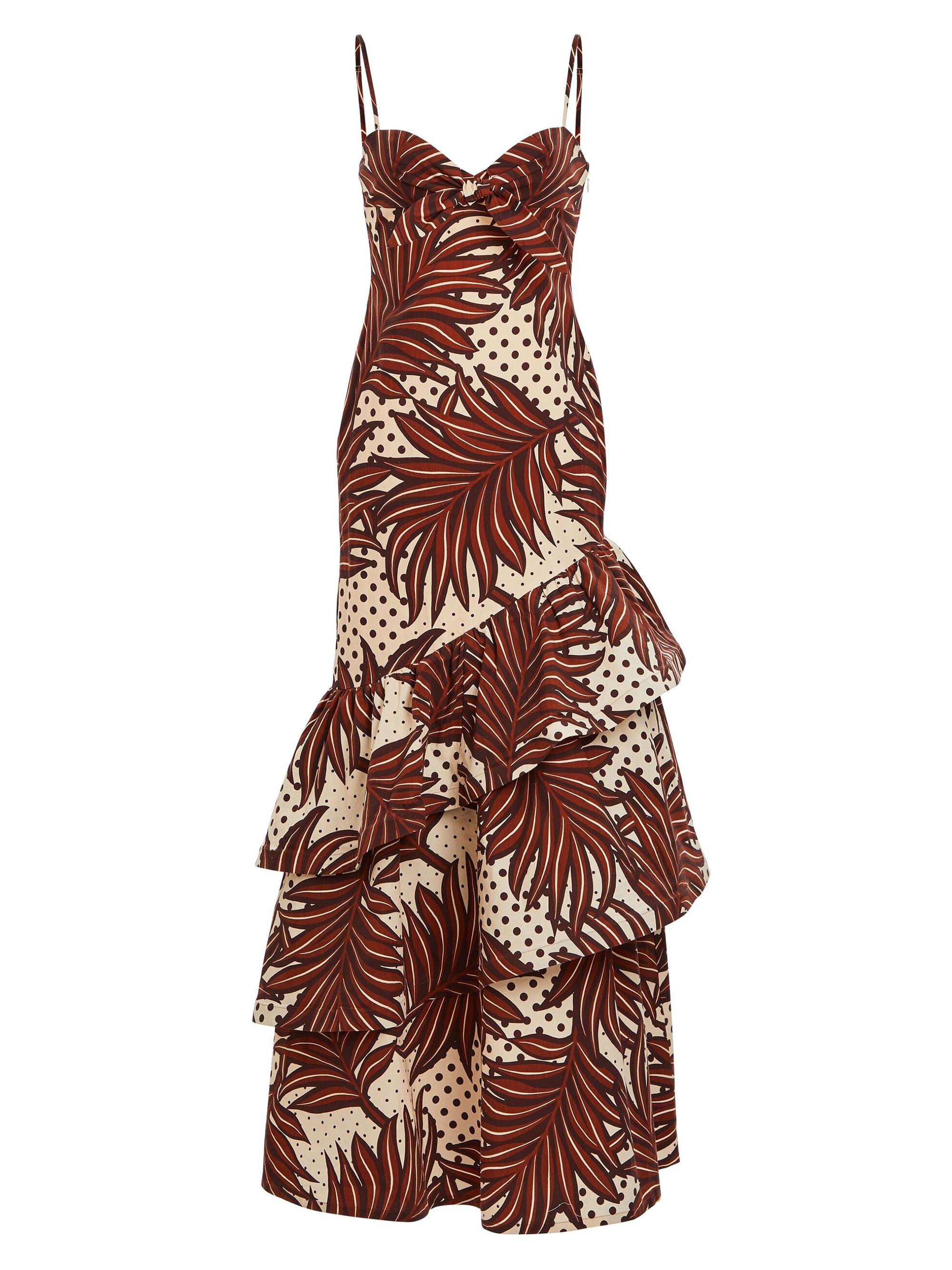 Retrofête Women's Starla Dress - Brown Polka Dot Leaf