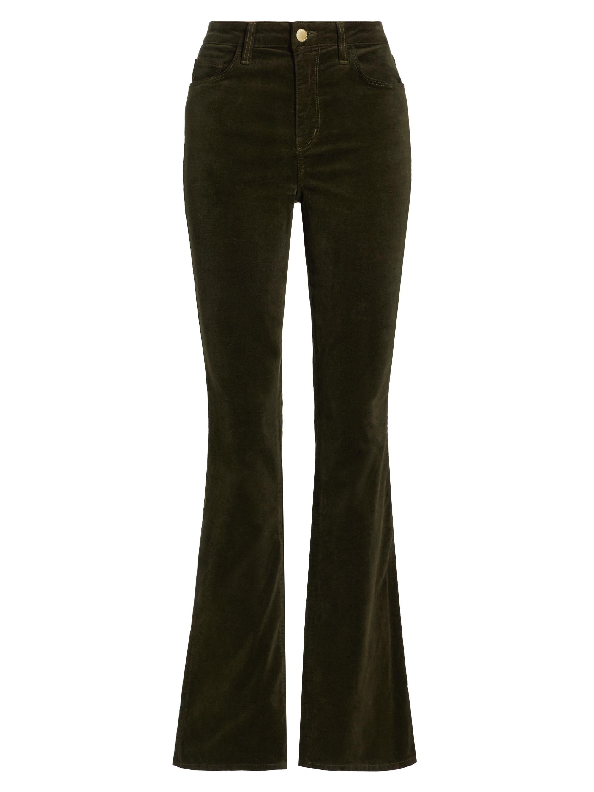 L'AGENCE Women's Stevie High-Rise Velvet Straight-Leg Jeans - Pine