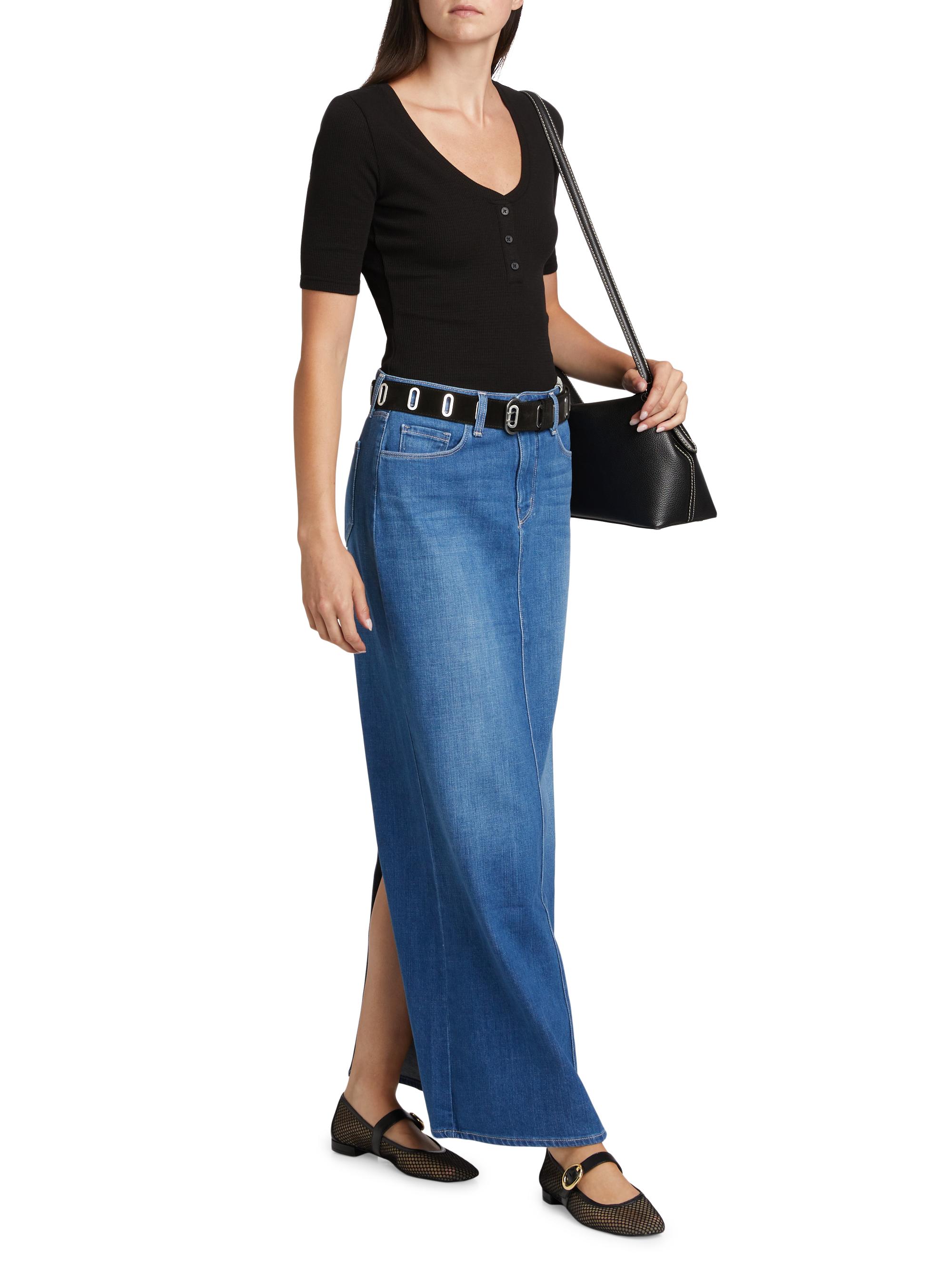 L'AGENCE Miriam Denim Maxi Skirt | Saks Fifth Avenue