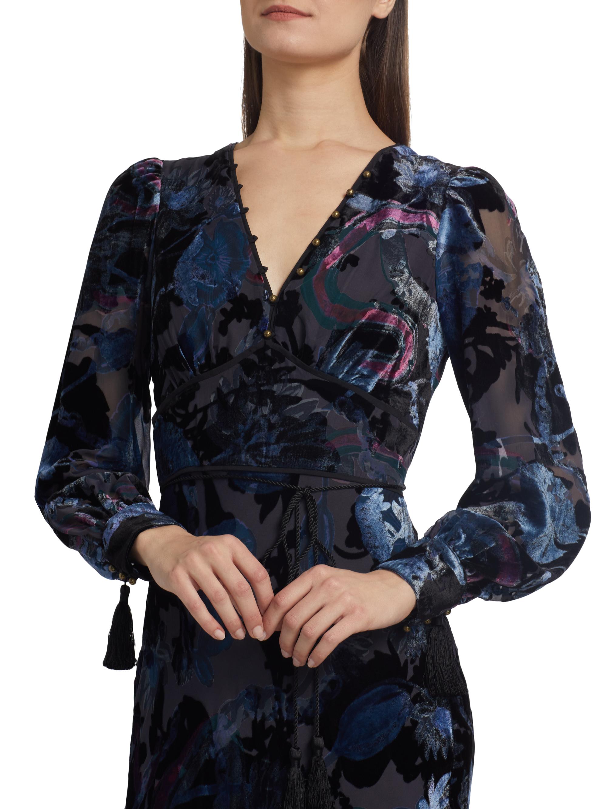 velvet burnout dress midi dress long sleeves Velvet Burnout Midi Dress – bebe