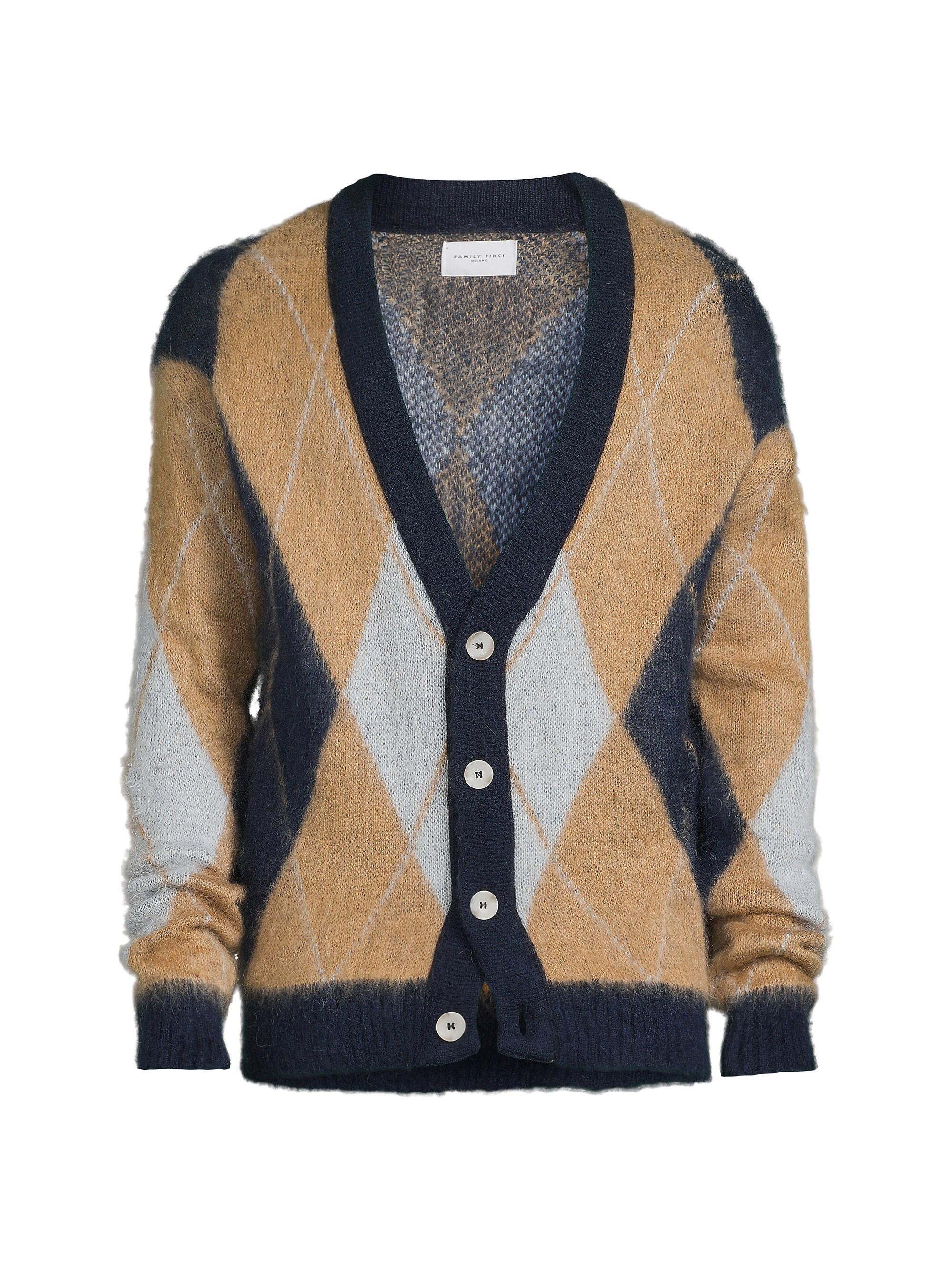 Family First Men's Rombi Argyle Cardigan - Dark Browne