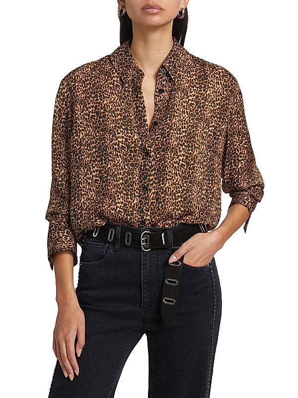 Shop Frame The Standard Leopard-Print Silk Shirt | Saks Shop Frame The Standard Leopard-Print Silk Shirt | Saks