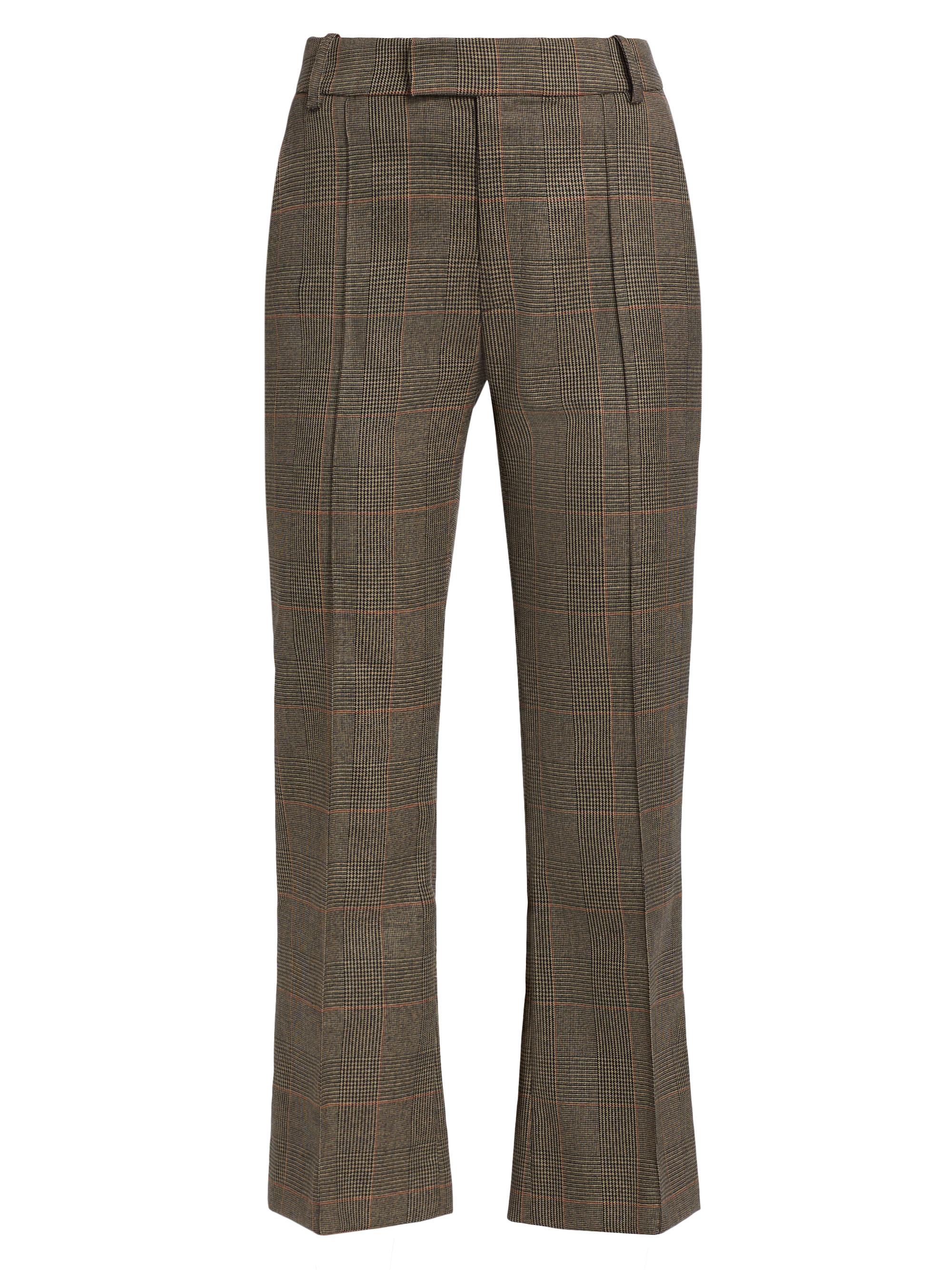 Frame Women's Check Cropped Trousers - Brown Multi
