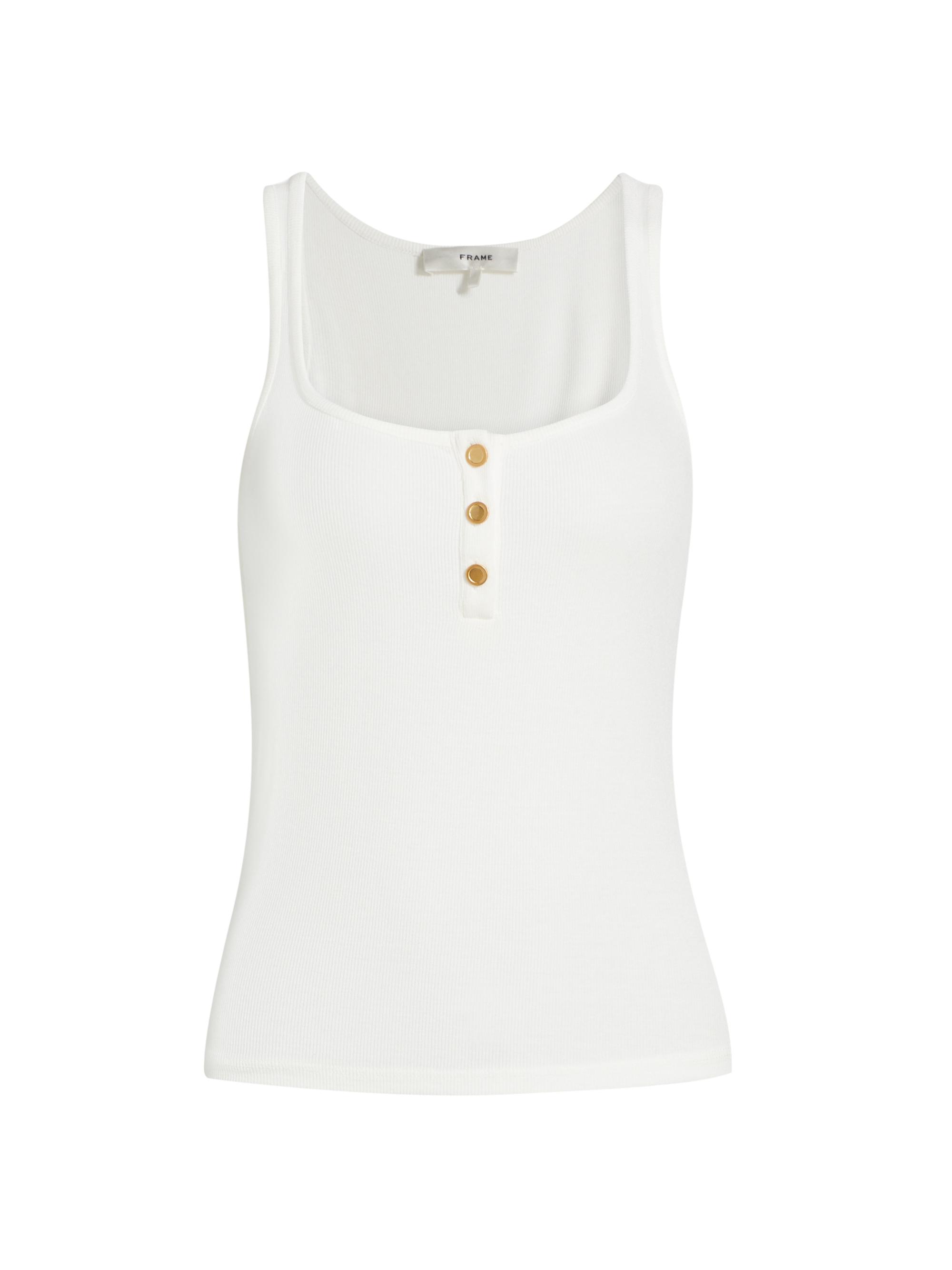 Frame Ribbed Button-Up Tank Top | Saks Fifth Avenue