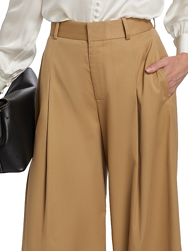 Shop Frame Pleated Stretch-Cotton Wide-Leg Pants | Saks Shop Frame Pleated Stretch-Cotton Wide-Leg Pants | Saks