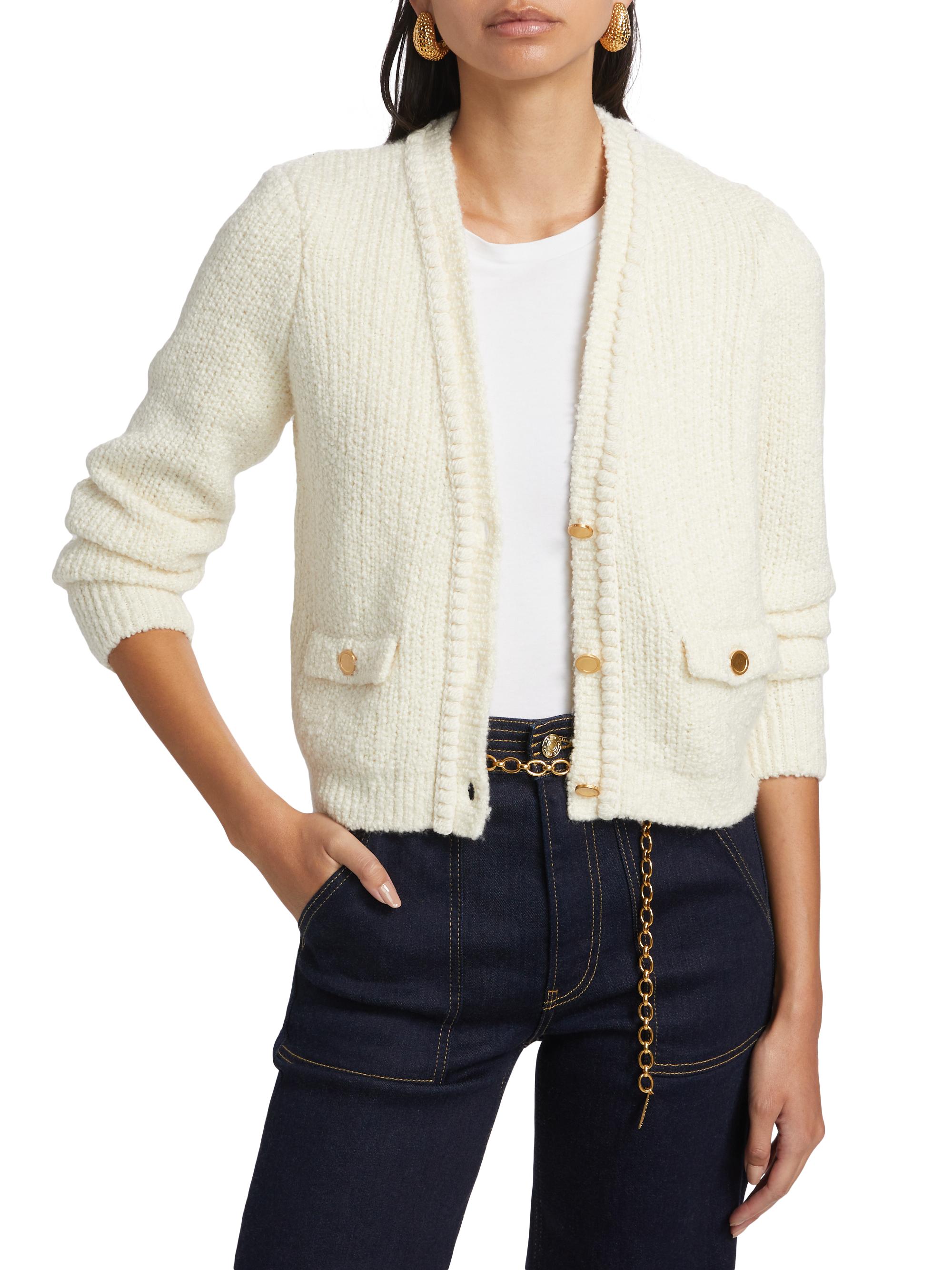 トップス ENFOLD MICRO-MINI CARDIGAN THE SHRUNKEN CARDI CREAM MULTI