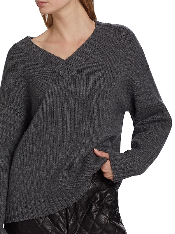 Shop Frame Chunky Wool-Cashmere V-Neck Sweater | Saks Fifth Shop Frame Chunky Wool-Cashmere V-Neck Sweater | Saks Fifth