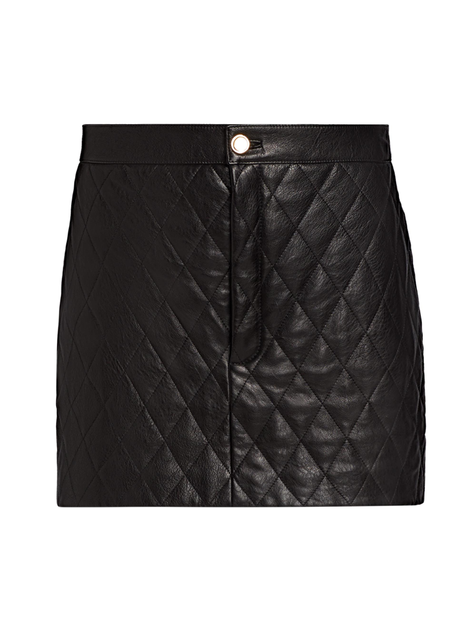 Frame Women's Quilted Leather Miniskirt - Noir