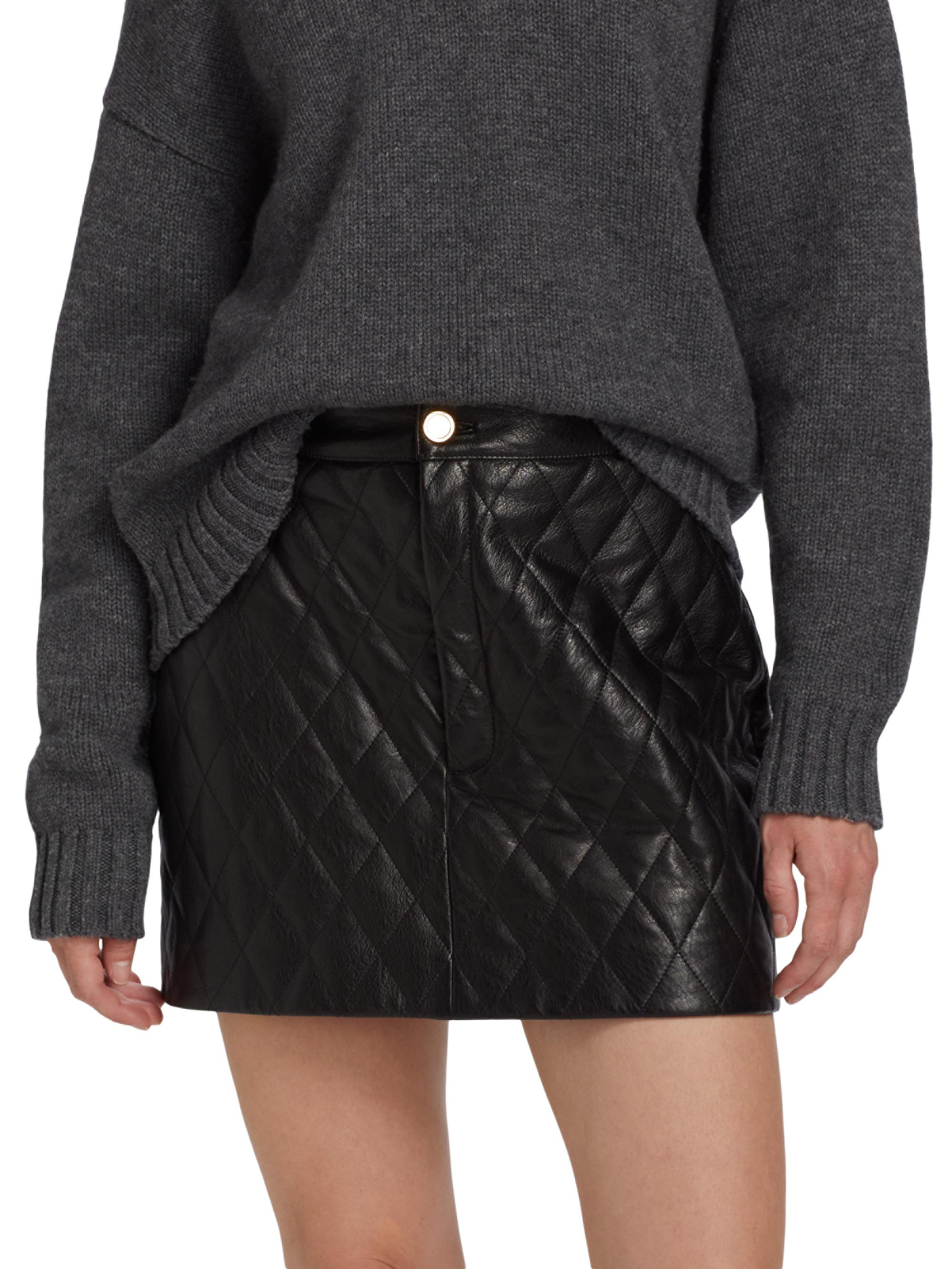Frame Quilted Leather Miniskirt | Saks Fifth Avenue