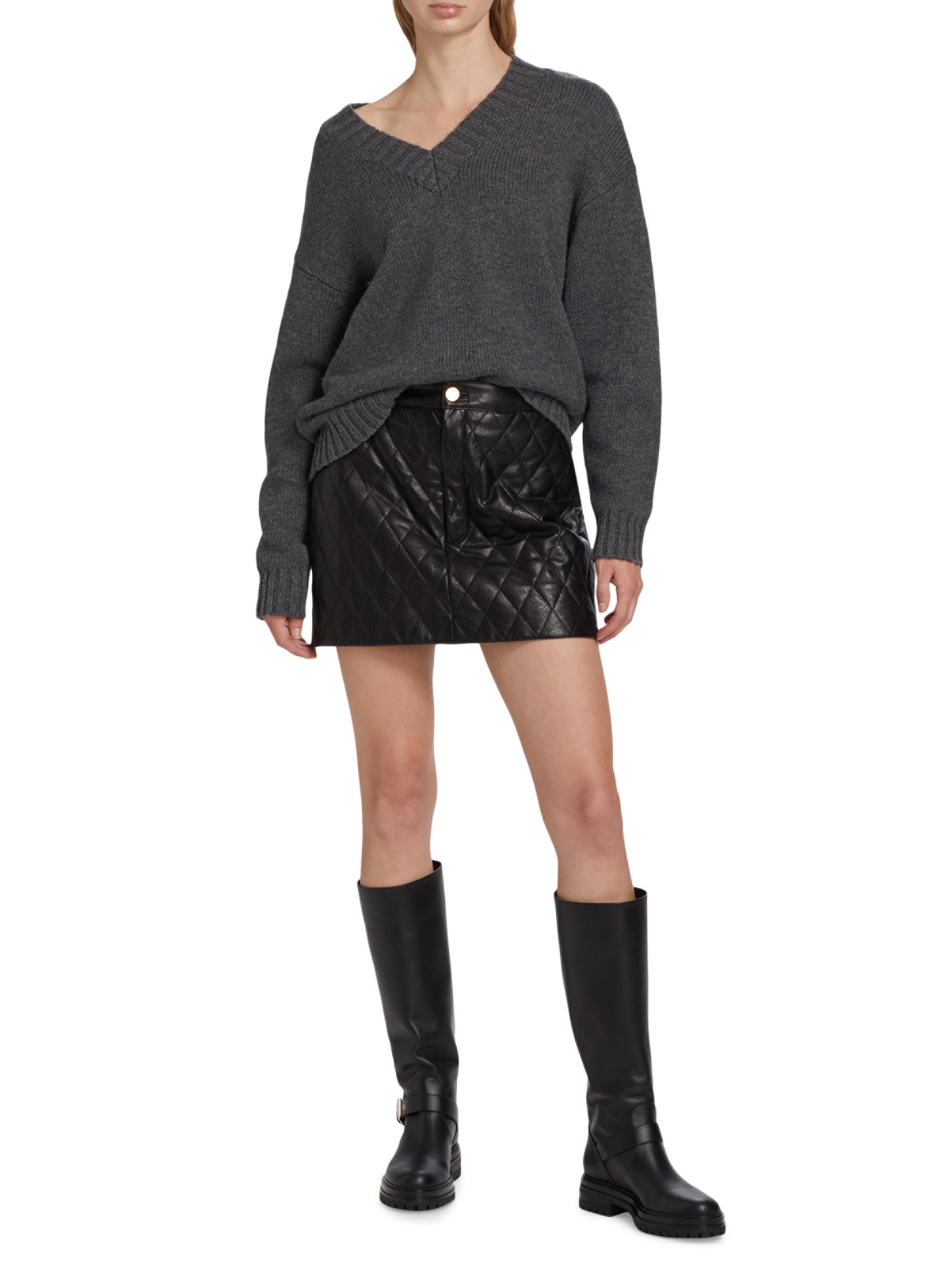 Jupe En Cuir JOIE Caviar - Taille S, Coupe Laser, Noire, Neuve Avec étiquette (valeur 498$)