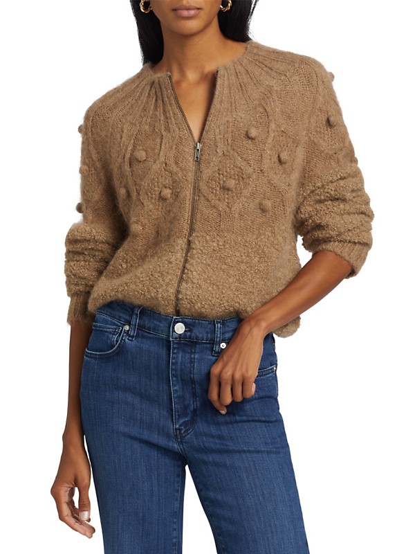Shop Frame Alpaca-Blend Popcorn Zip Cardigan | Saks Fifth Avenue Shop Frame Alpaca-Blend Popcorn Zip Cardigan | Saks Fifth Avenue