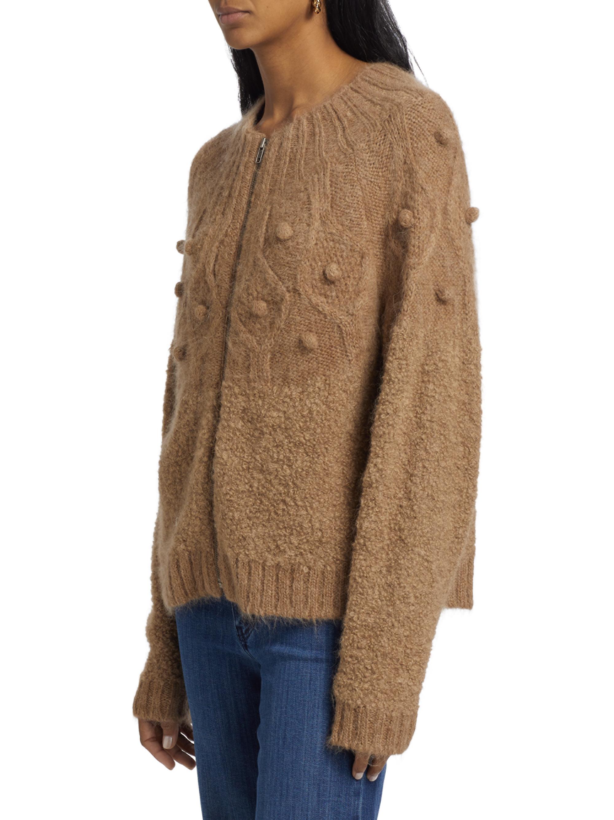 Frame Alpaca-Blend Popcorn Zip Cardigan | Saks Fifth Avenue