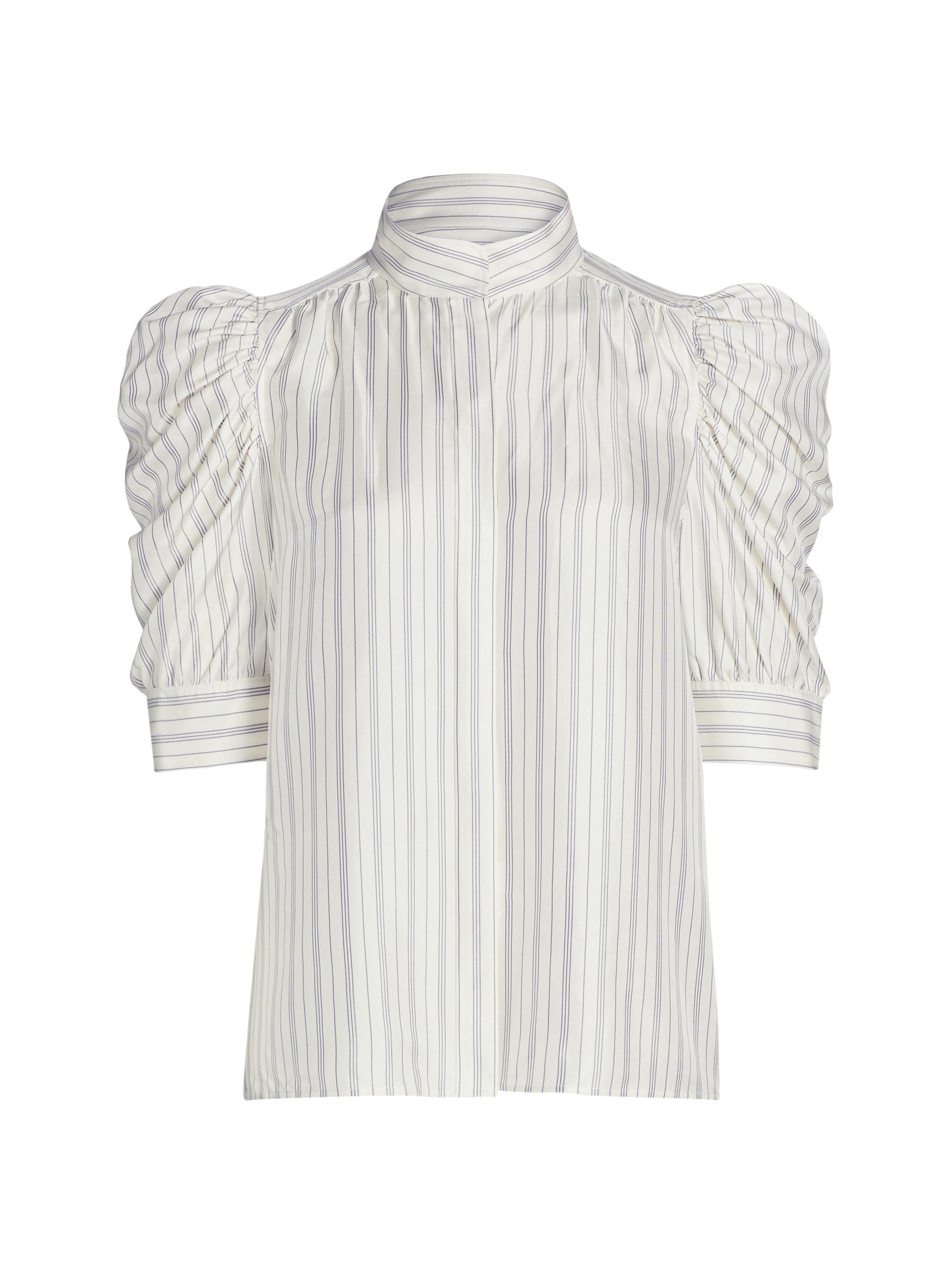 Frame Women's Gillian Striped Silk Blouse - Cream Multi