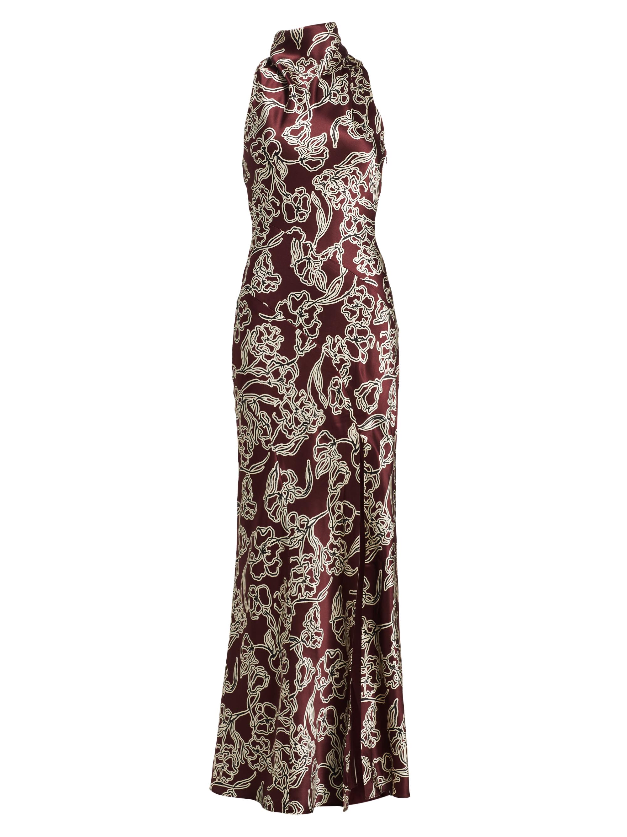 Nicholas the Label Women's Demi Floral Silk Sleeveless Maxi-Dress - Line Floral Dark Plum