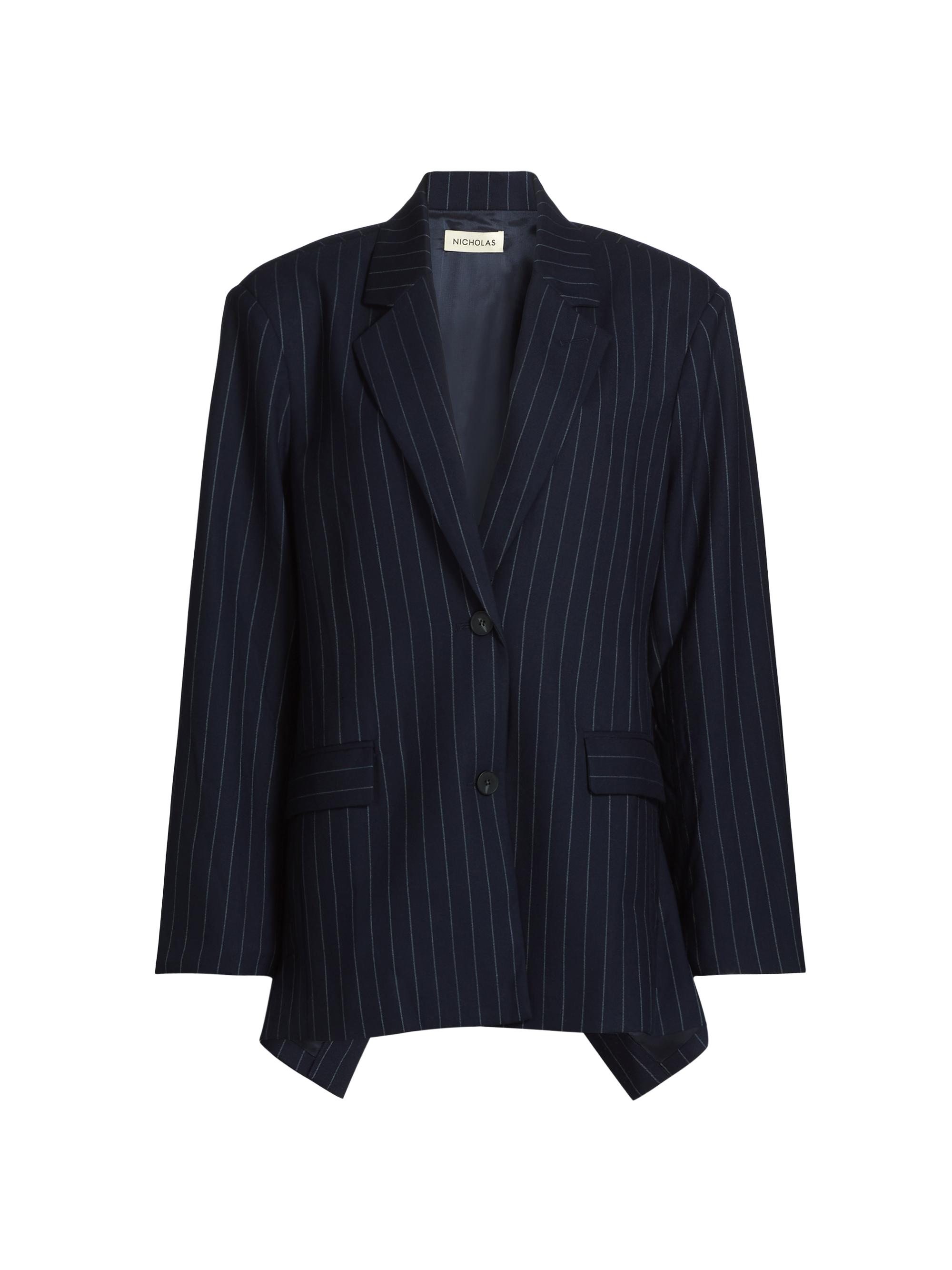 Nicholas the Label Women's Nadia Pinstriped Open Back Blazer - Navy