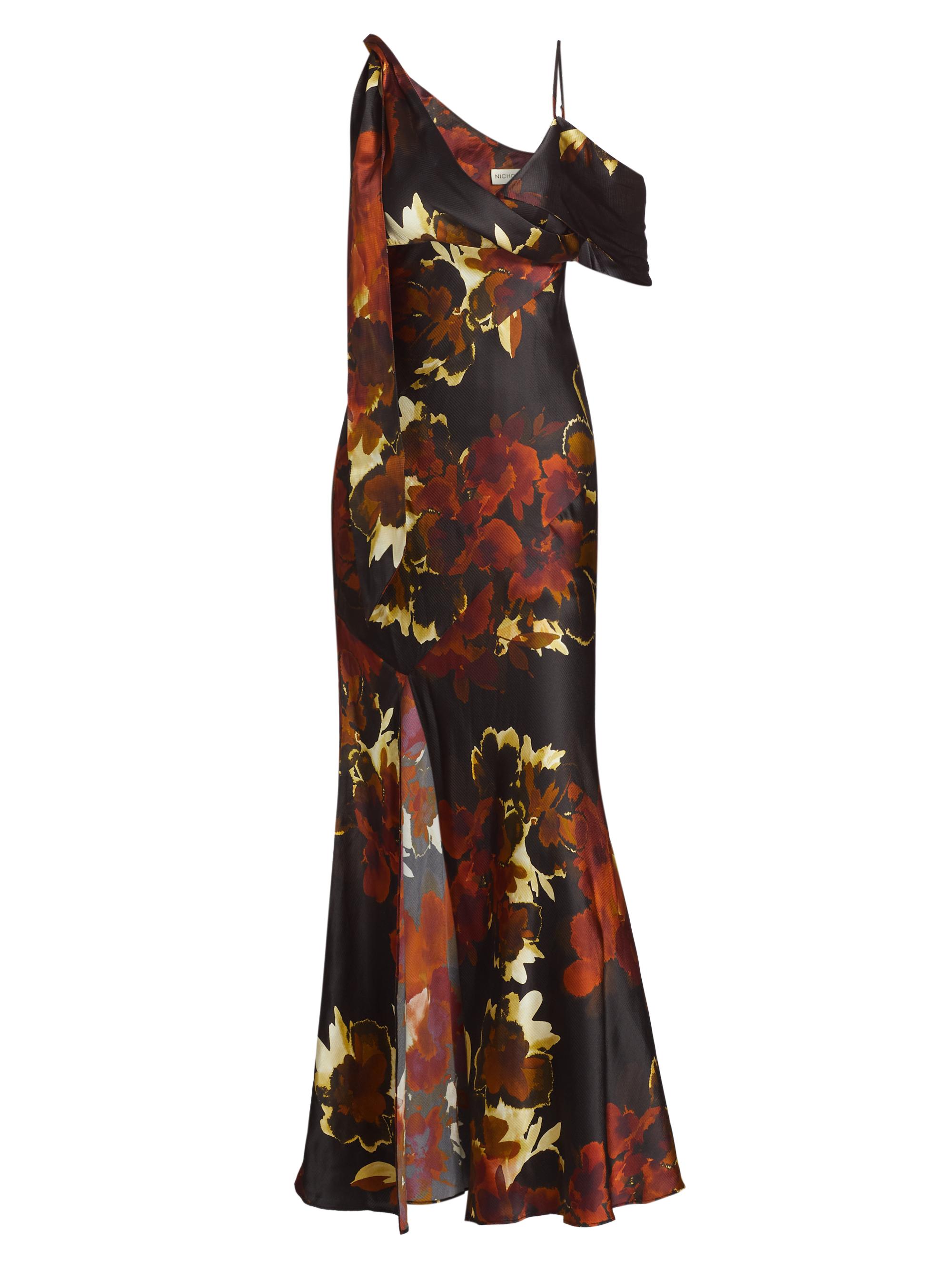 Kobi Halperin Yonah Pleated Floral Satin Maxi Dress | Saks Fifth