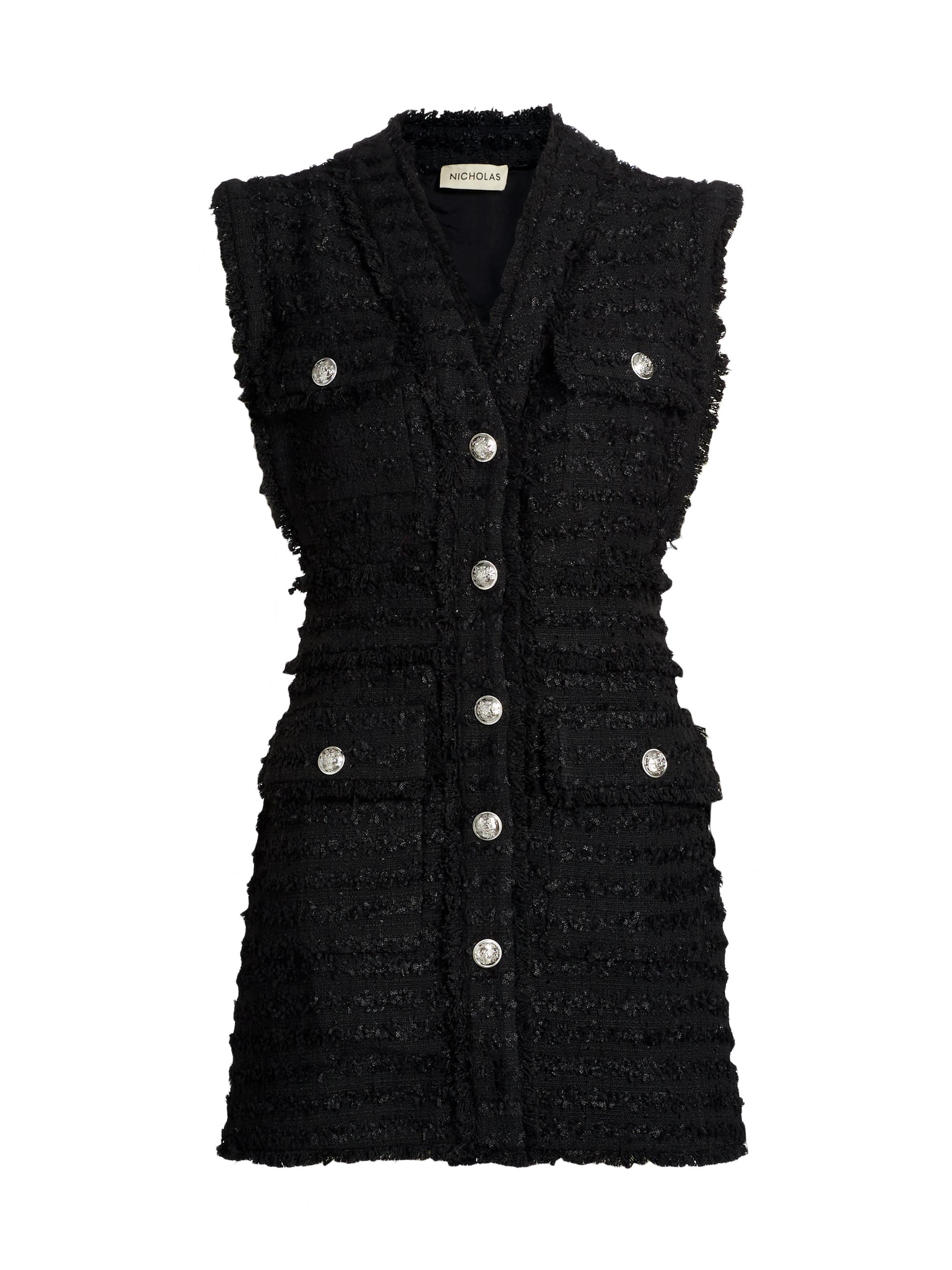 L'AGENCE Florian Sequin Tweed Sleeveless Minidress | Saks Fifth Avenue