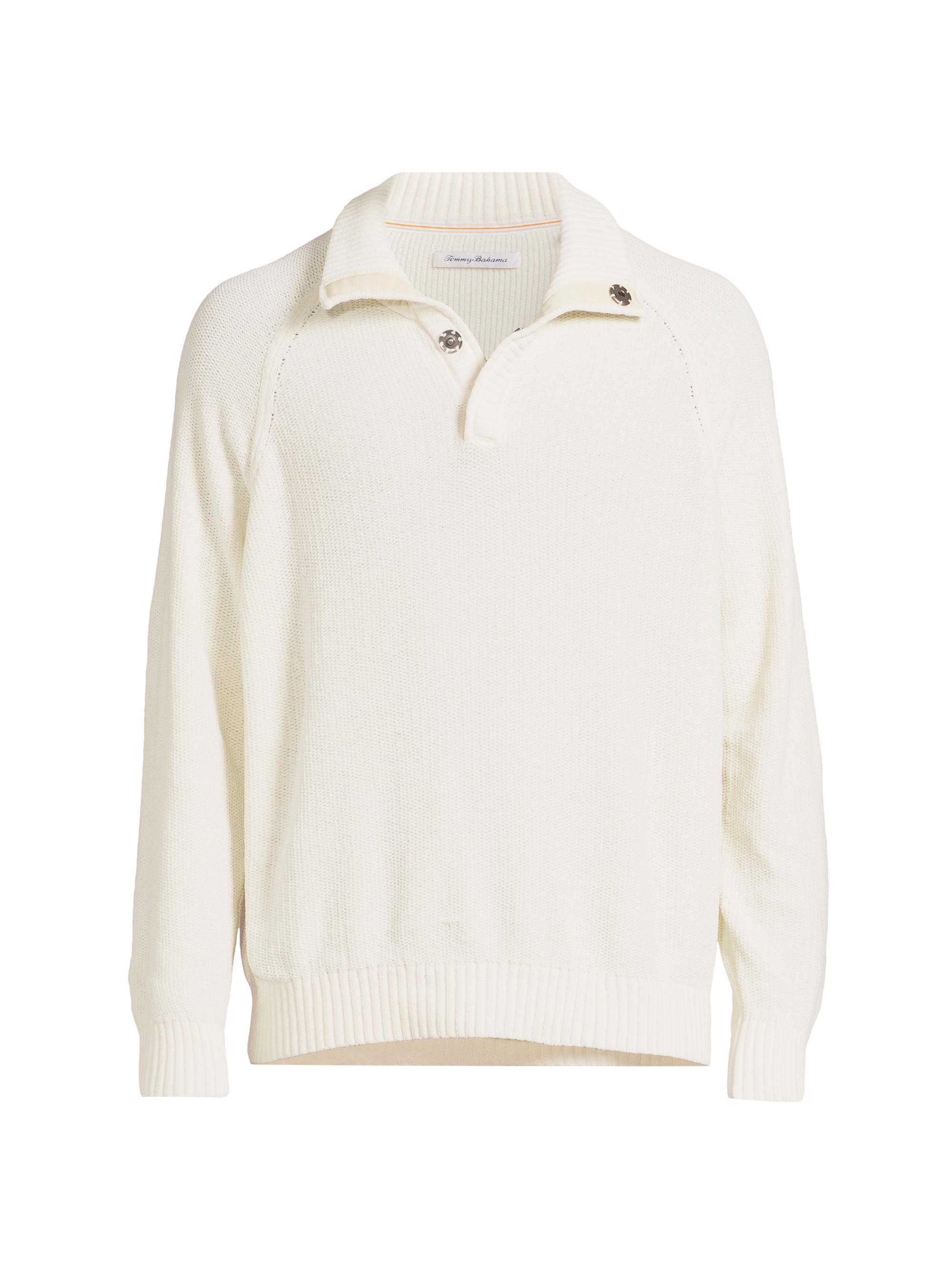 Tommy Bahama Men's Shoreline Chenille Snap Mock - Warm Mist