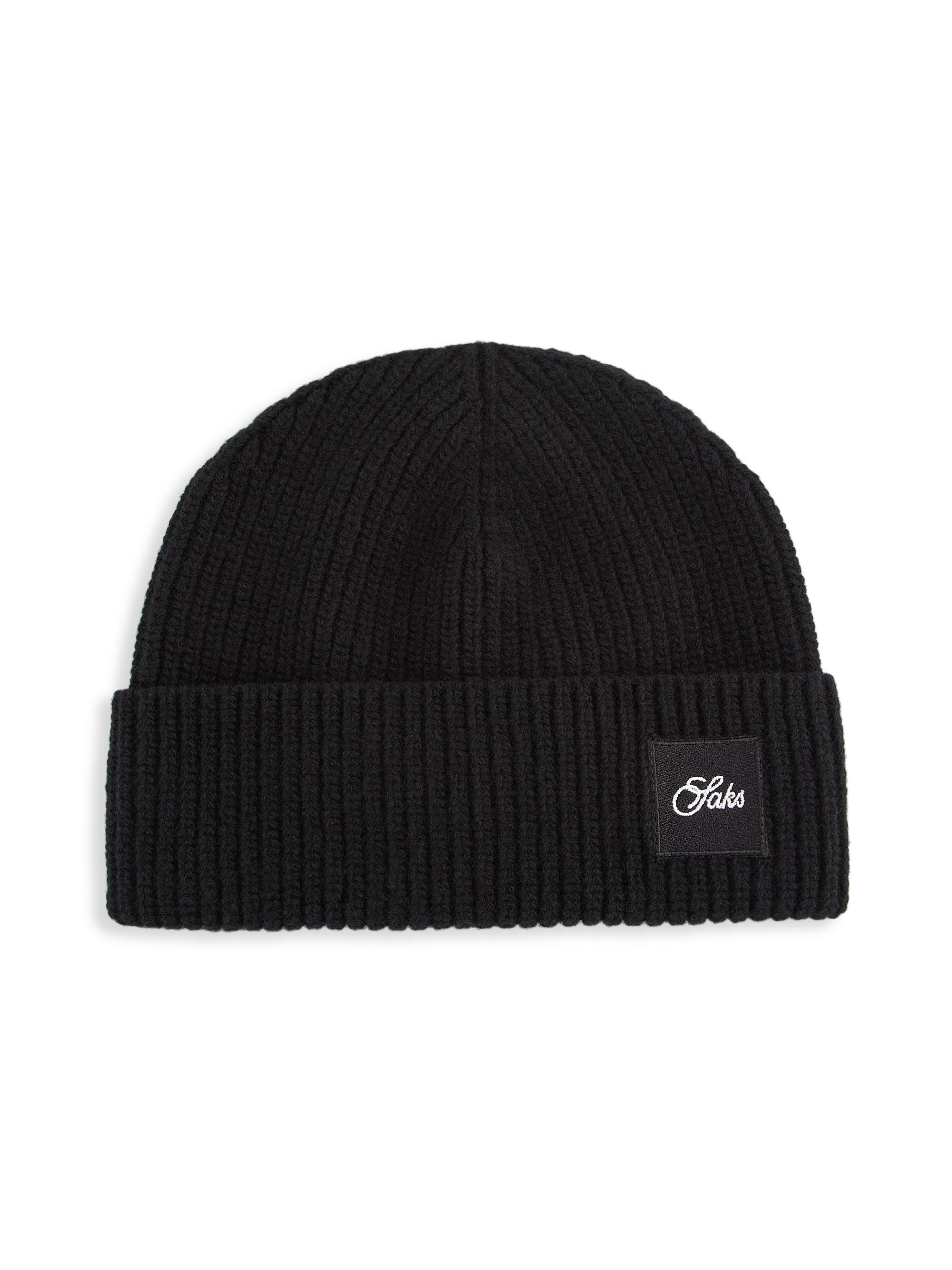 AMI Paris Logo Rib-Knit Wool Beanie Hat | Saks Fifth Avenue