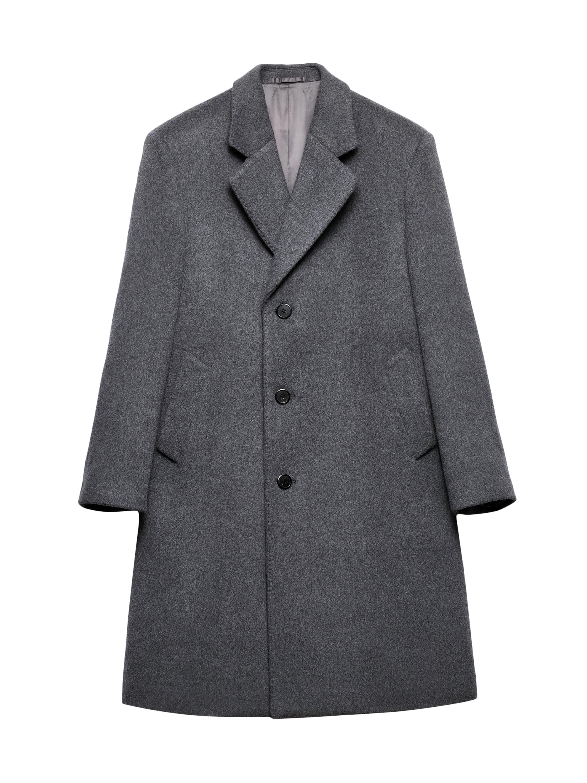 Prada Men's Single Breasted Wool Coat - Grey